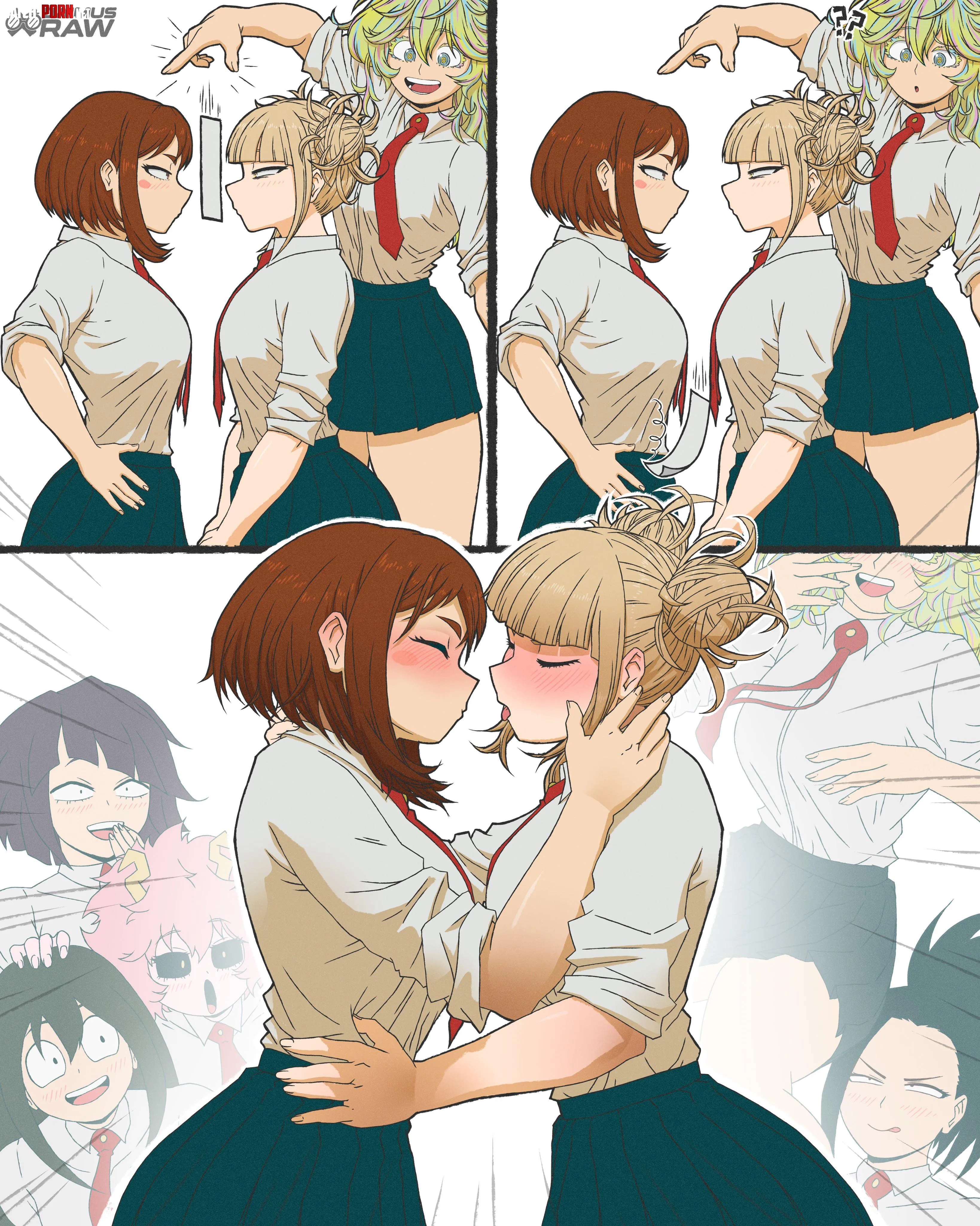 Ochako x Toga exciting all their friends with a steamy kiss (DaimusRaw) [My Hero Academia] by MillionHypotheses