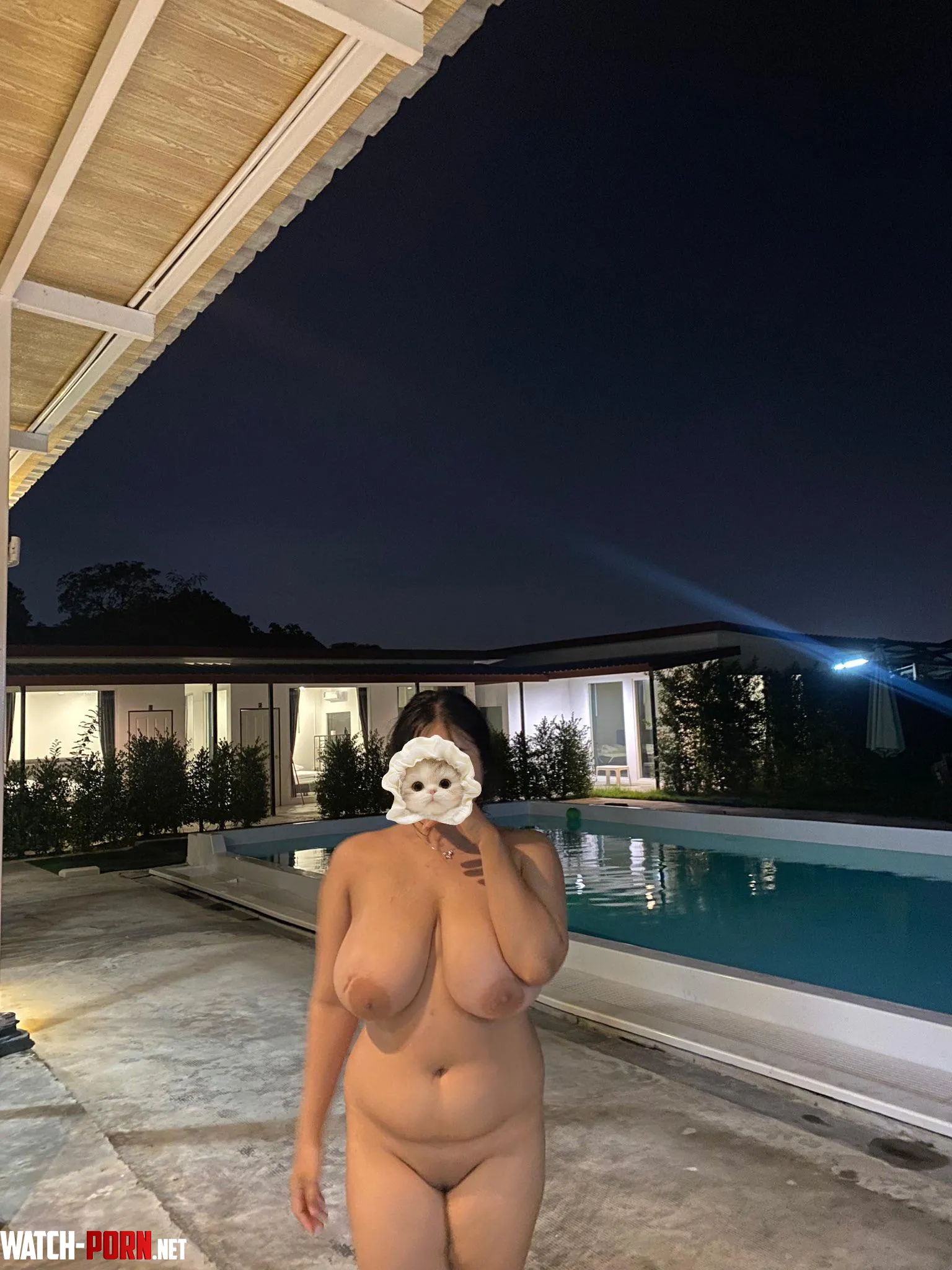 Late night fuck in the pool anyone? by Curvy-Katiee