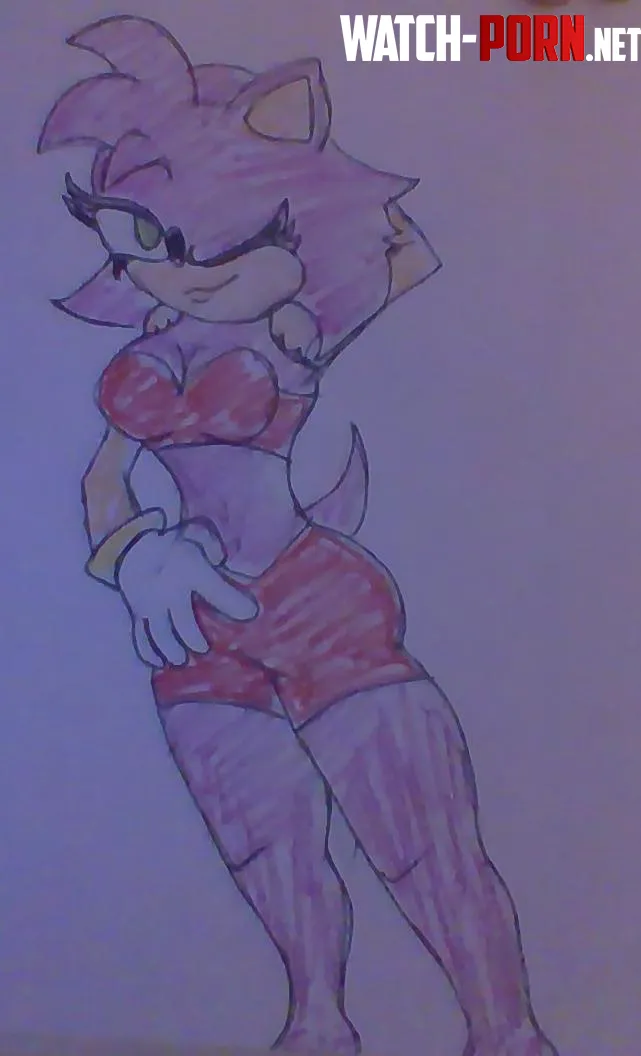 Amy Rose  hand drawn by Zackisback1234