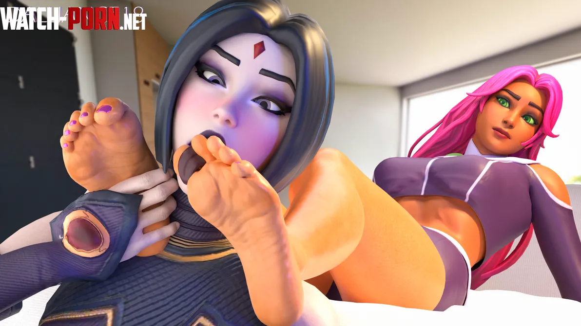 Raven licks starfire's toes (Dalliance18) by LoveSexyFemales