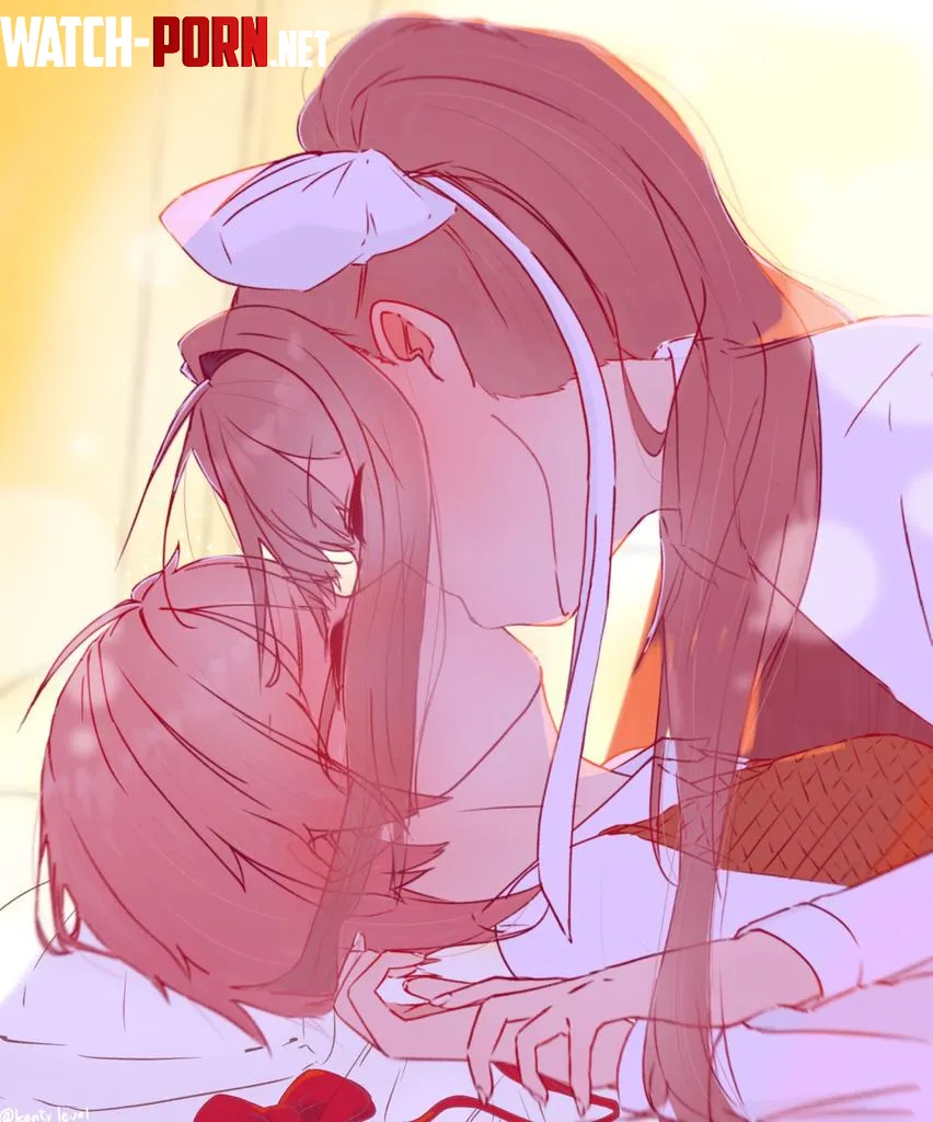 Dominant Monika giving Sayori a sensual kiss (kentylevel) [Doki Doki Literature Club] by BoredMoron30