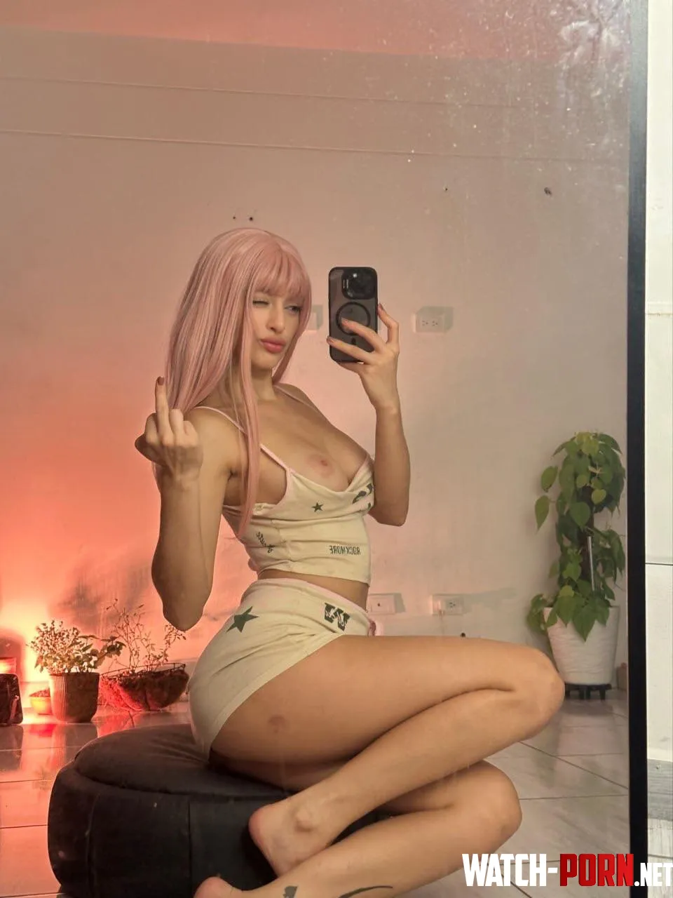 pink hair with big tits by MoonBeamMoth