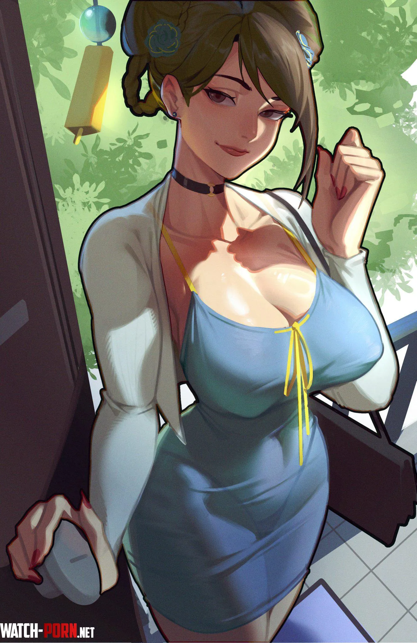 Chun-Li at the door (CloudyRain4) by Bazaarthrone