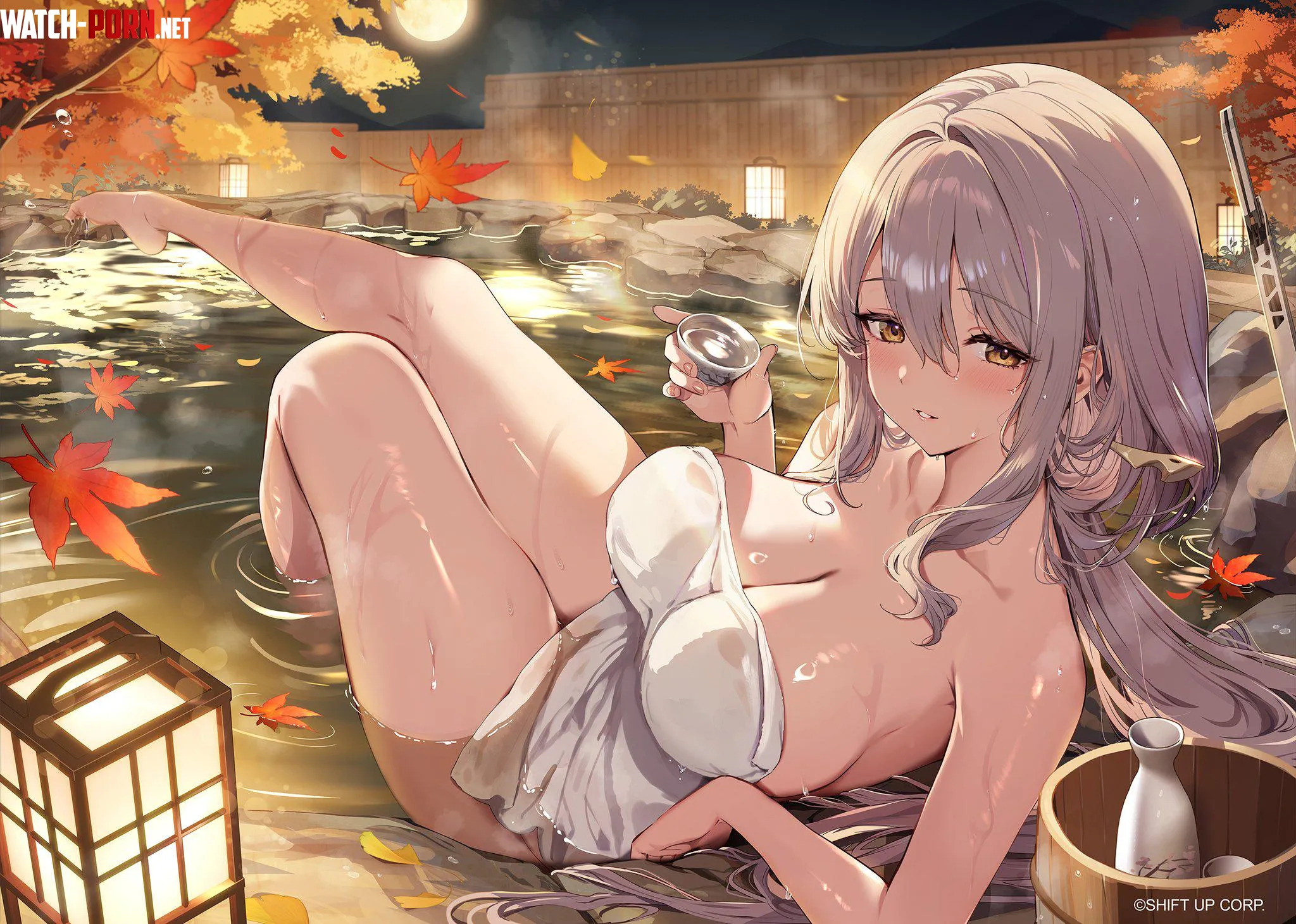 Scarlet relaxing at an onsen by NautyNautilus