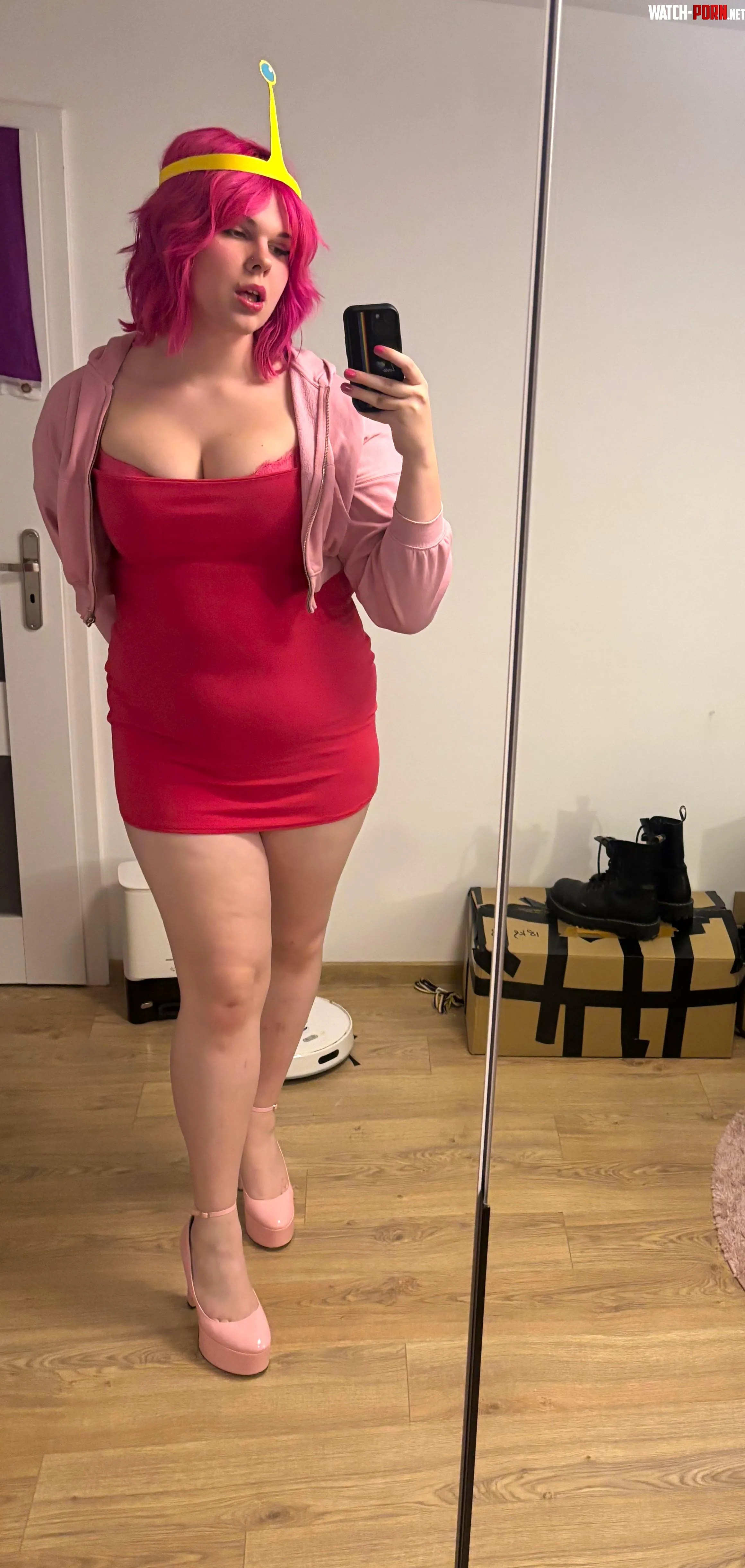 Pink hair, yeah, but how about a pink dress, pink hoodie, pink bra and pink heels? by LeXXieX