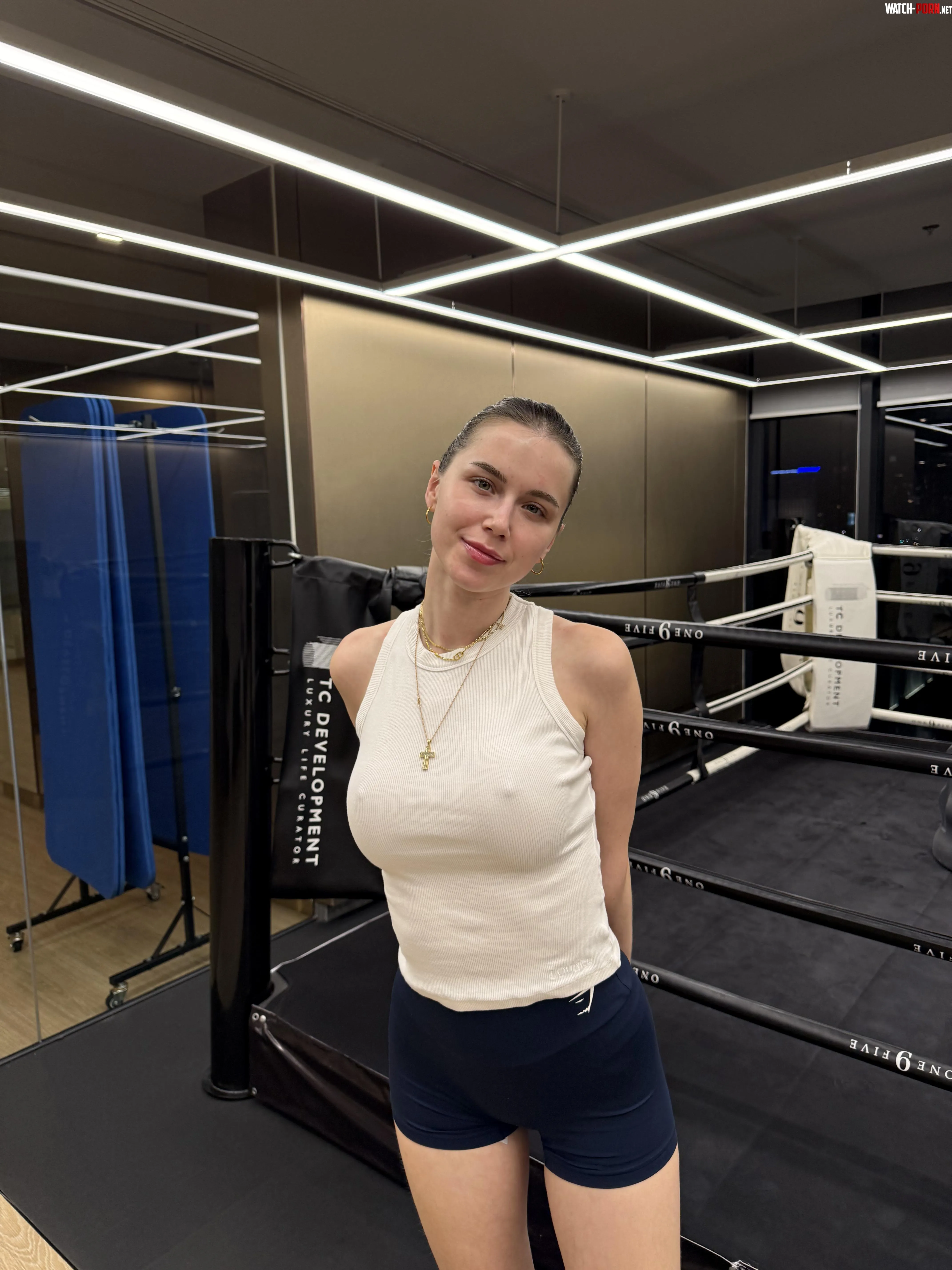 Braless at the gym by Justacutienere