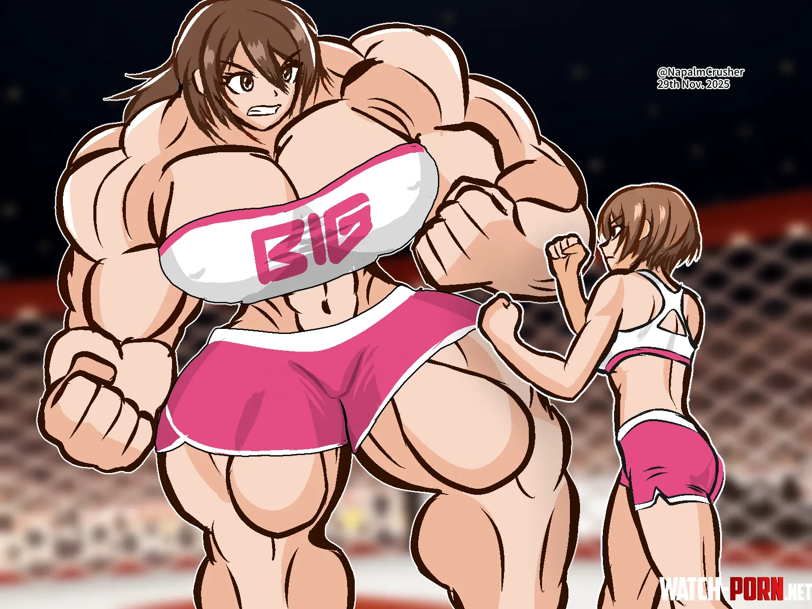Huge muscular giantess vs Little MMA girl by NapalmCrusher