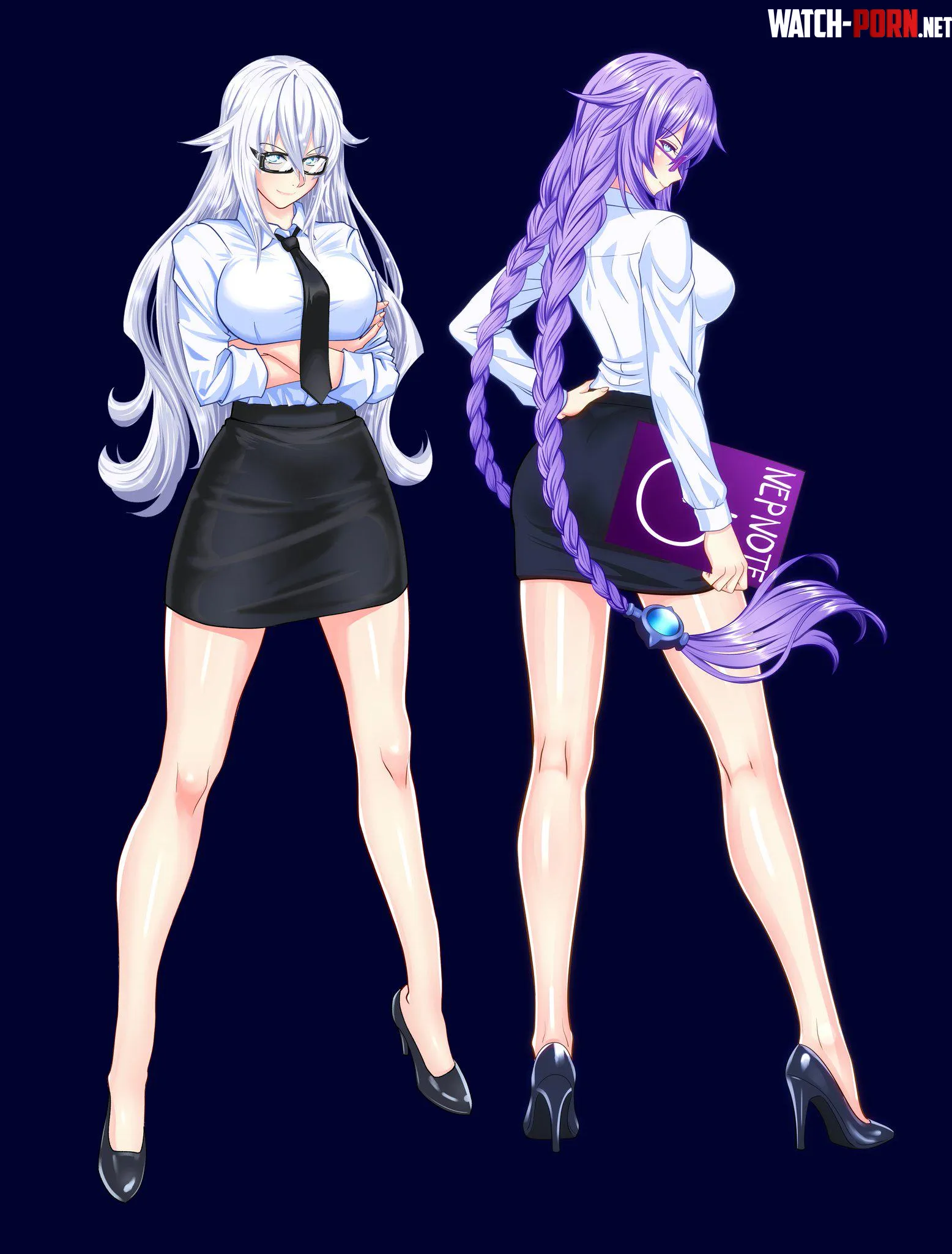 Purple Heart & Black Heart Are Ready For Work! [Hyperdimension Neptunia, art by nekoring] by NDSiManTV