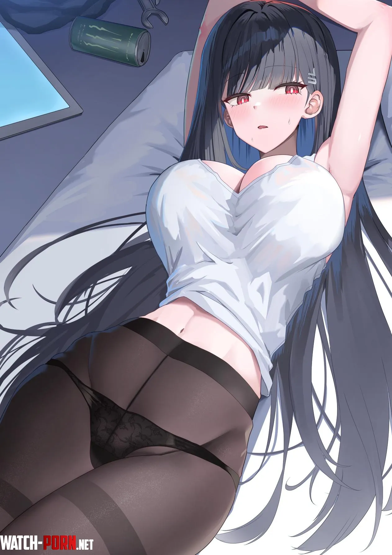 Rio in camisole and drink can (将軍 / chuckni1) [Blue Archive] by elegantloveglimmer