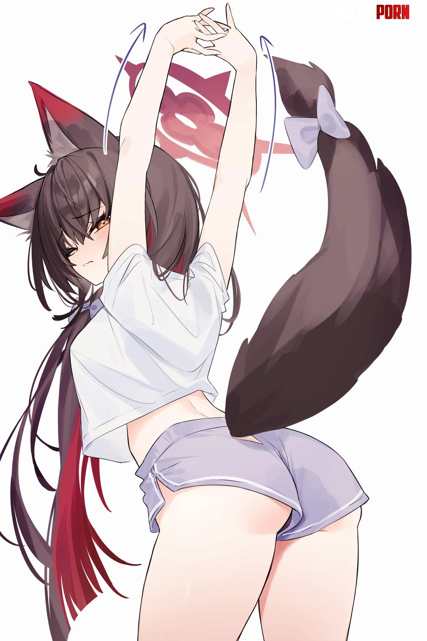 Casual Wakamo stretching [Blue Archive] by marxsander2016