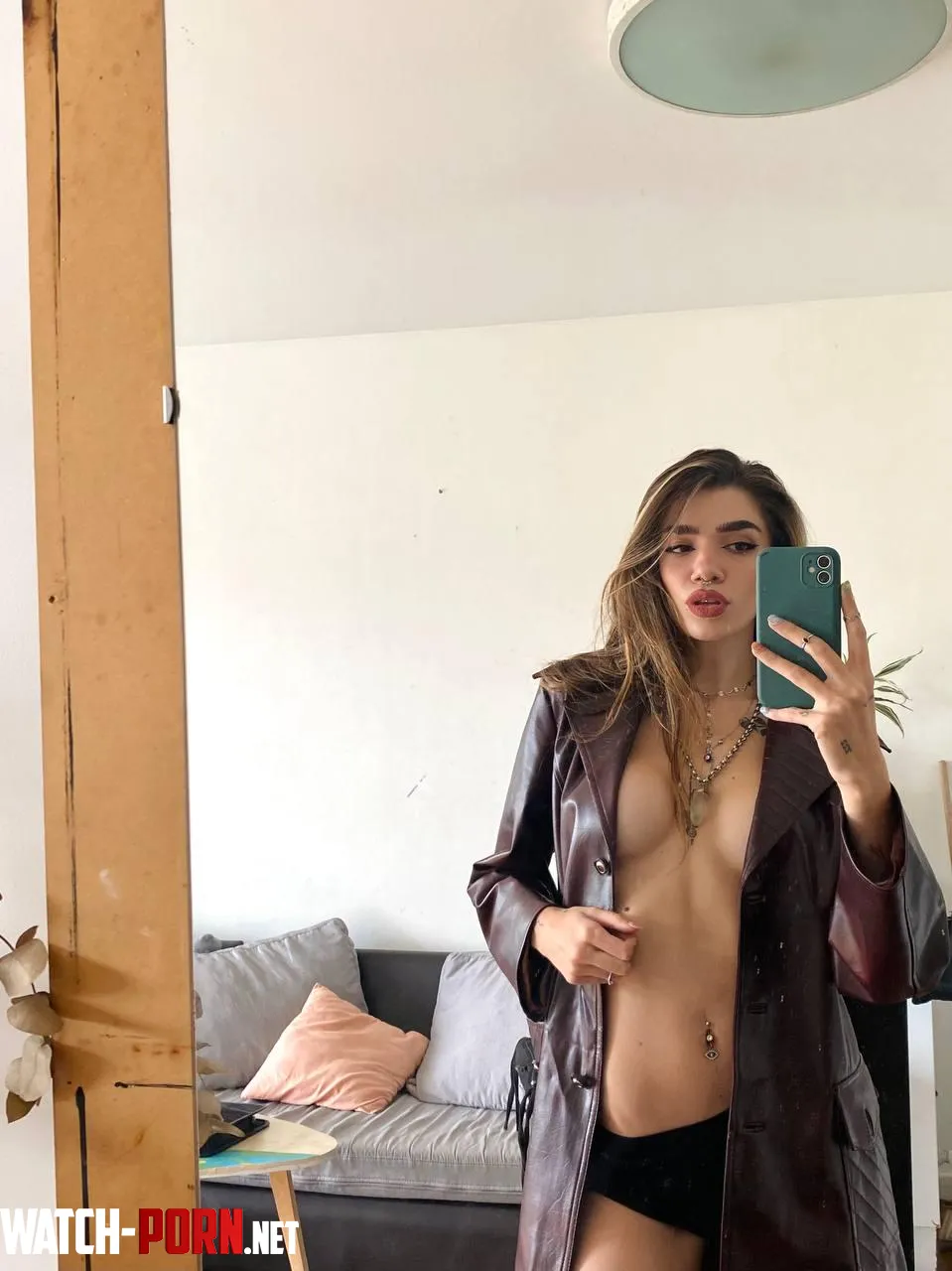 Would you prefer it more with this leather outfit or without? by CollarDrifter