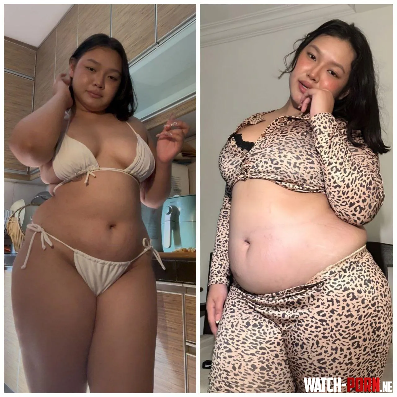 I had just started gaining in the first picture and thought I was fat then lol, didn't expect to let myself grow this huge by Aikow__