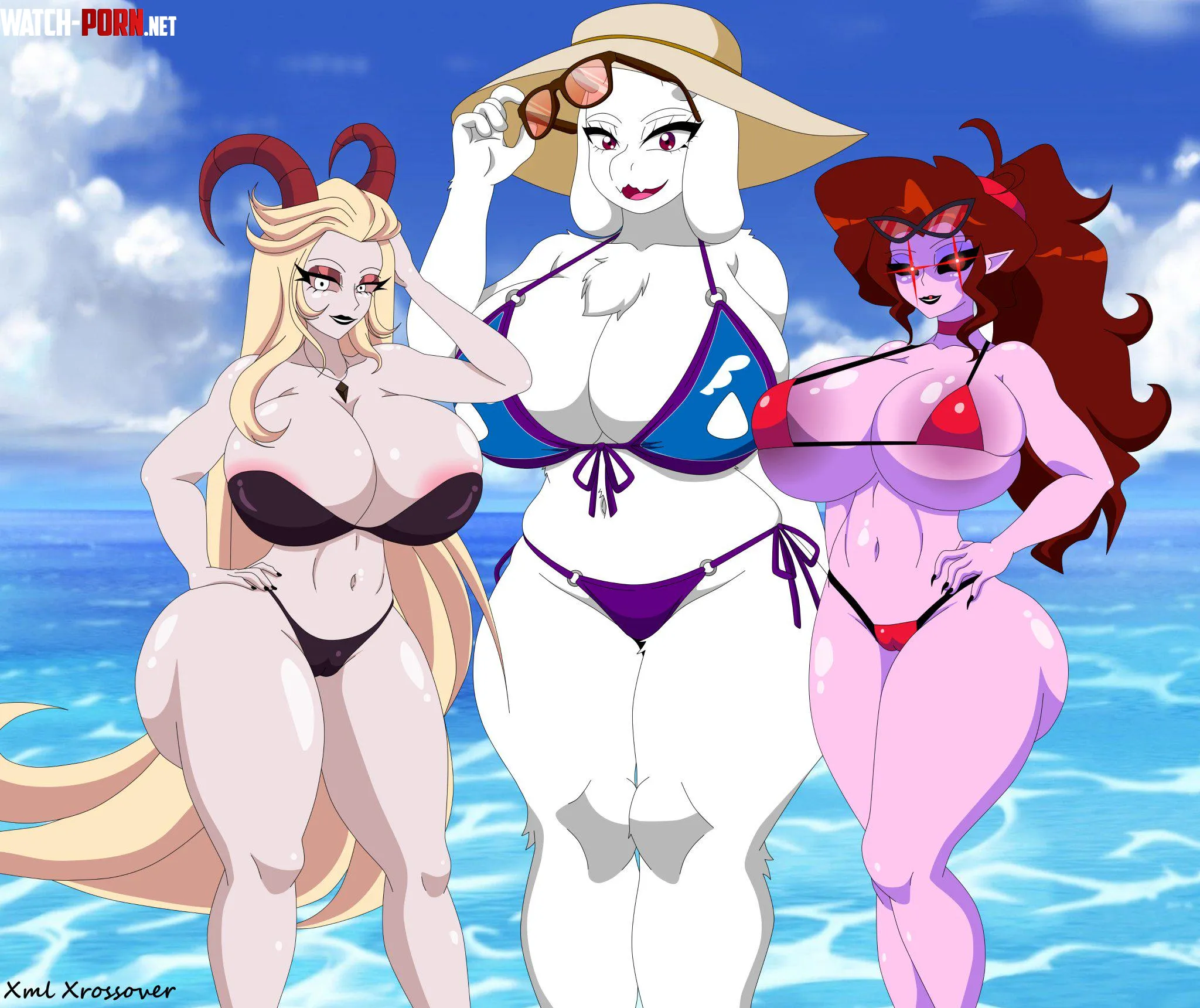 [Toriel Dreemurr | Lilith Morningstar | Mommy Mearest] MILF's Beach Day [@xml_xrossover] by Working_Welder_1751