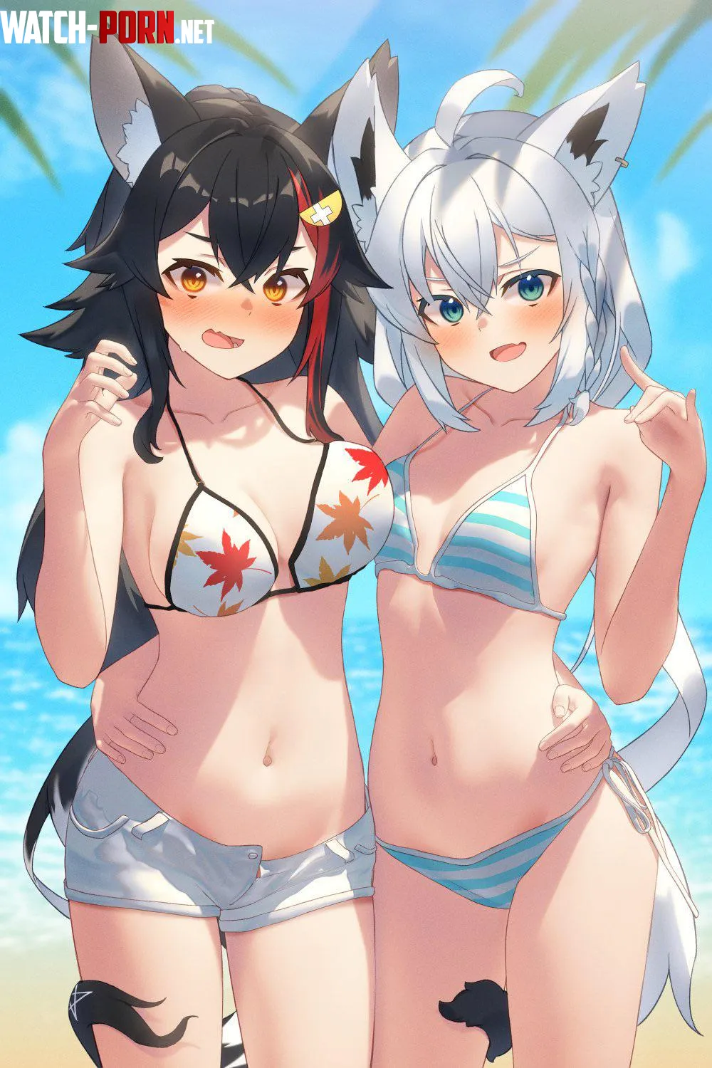 Mio and Fubuki Beach Photo [Hololive] by Vinaol