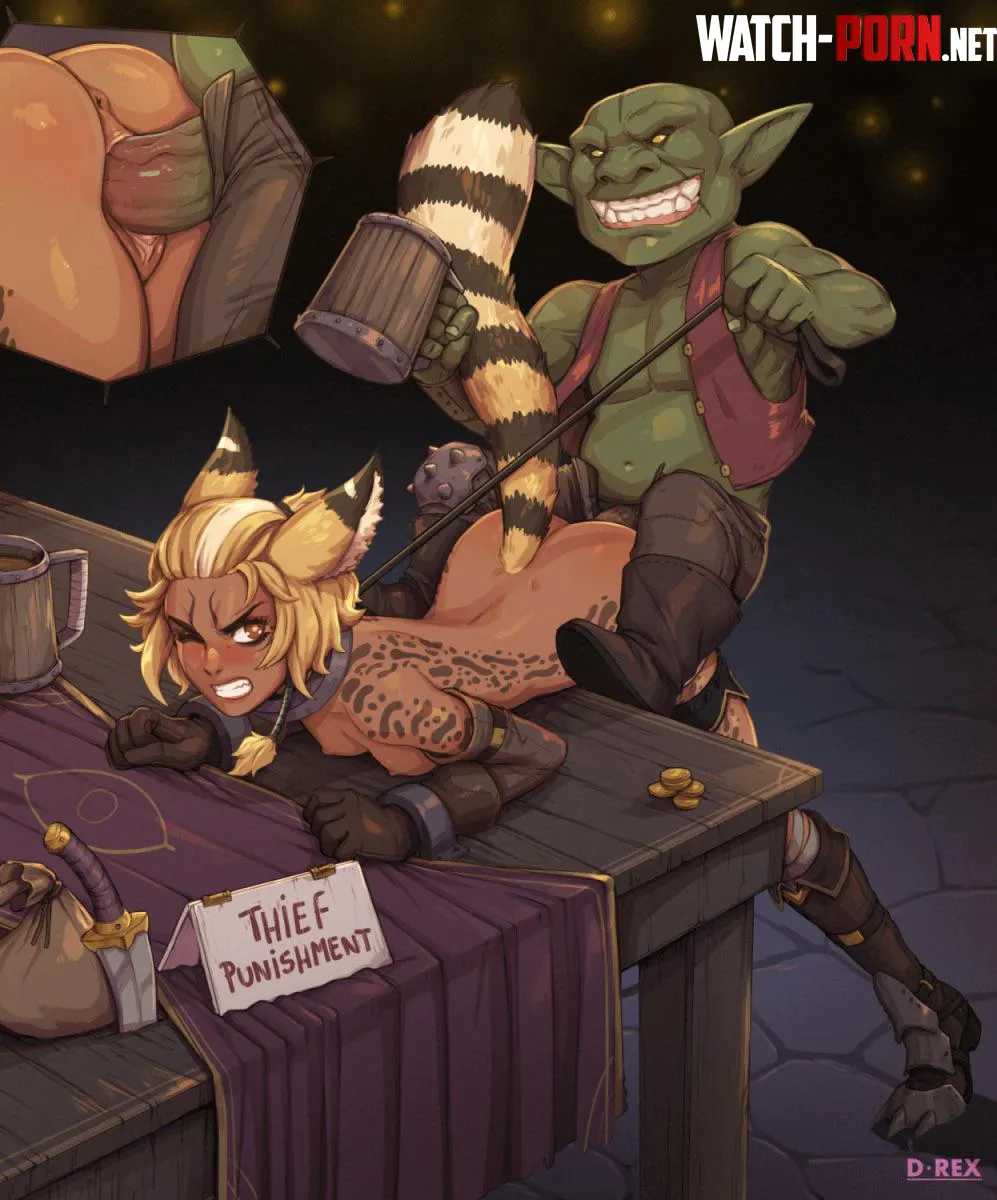 Never steal from a Goblin’s establishment — they’re not very forgiving to thieves~ (D-Rex) by StressReliefStation