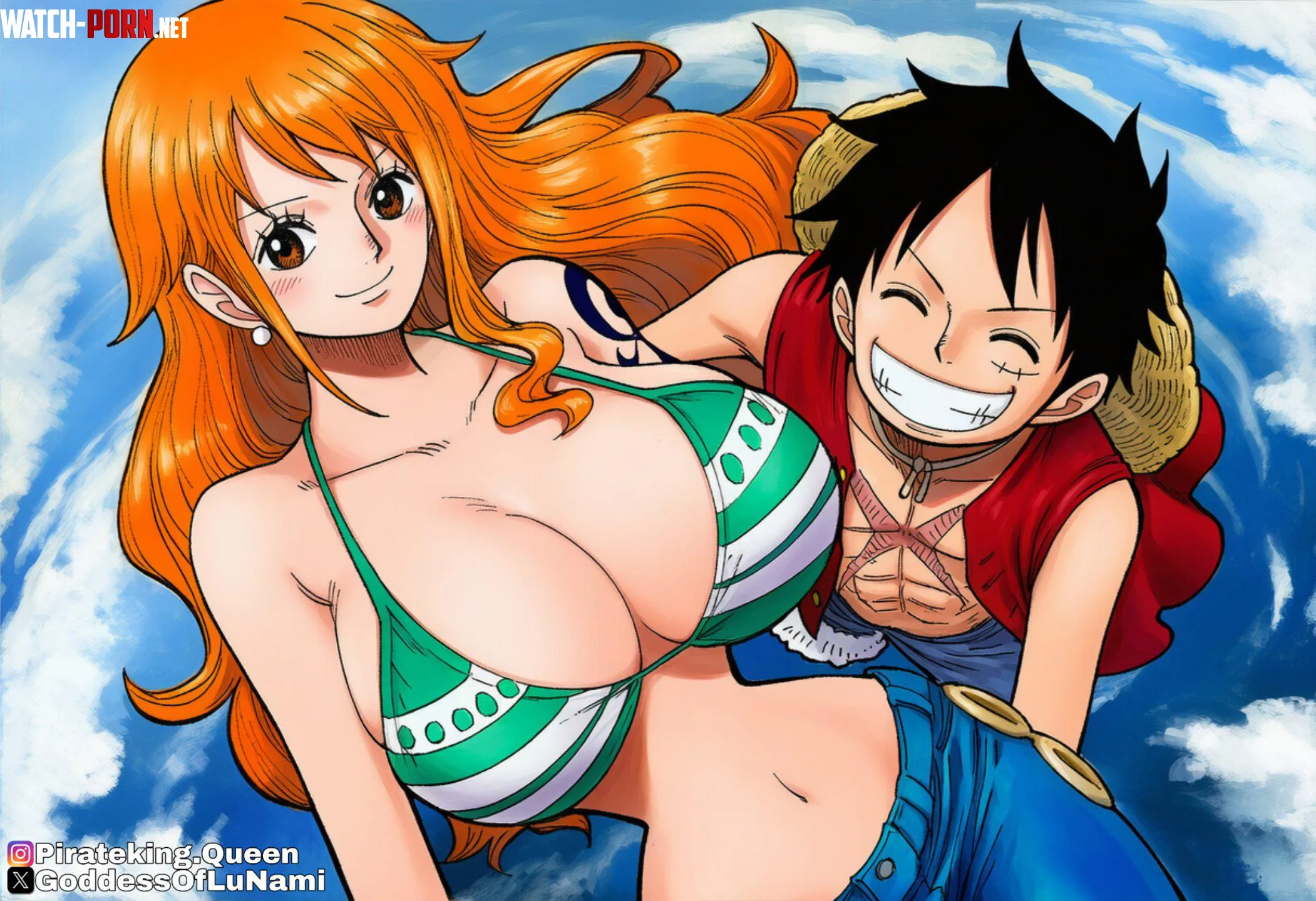 Luffy loves Nami's big breasts. by cende6002