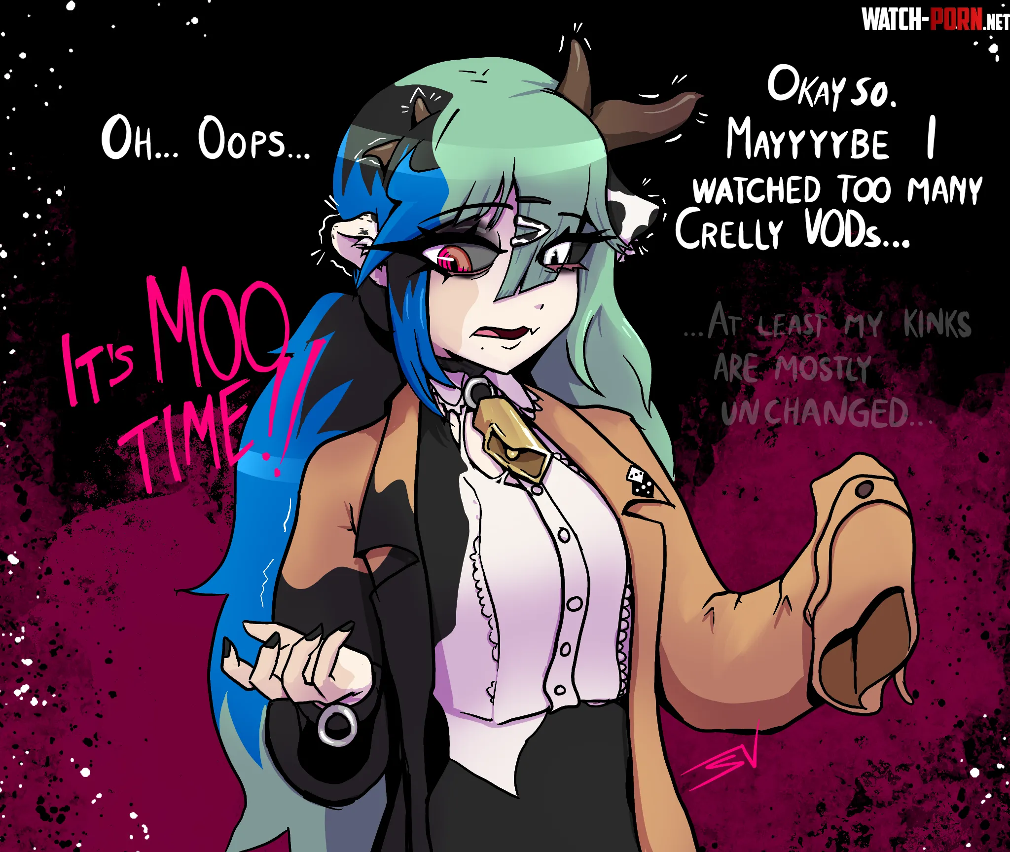 It's MOO Time! (F->F Crelly vtuber tf) (OC/spidersVice) by spidersVise