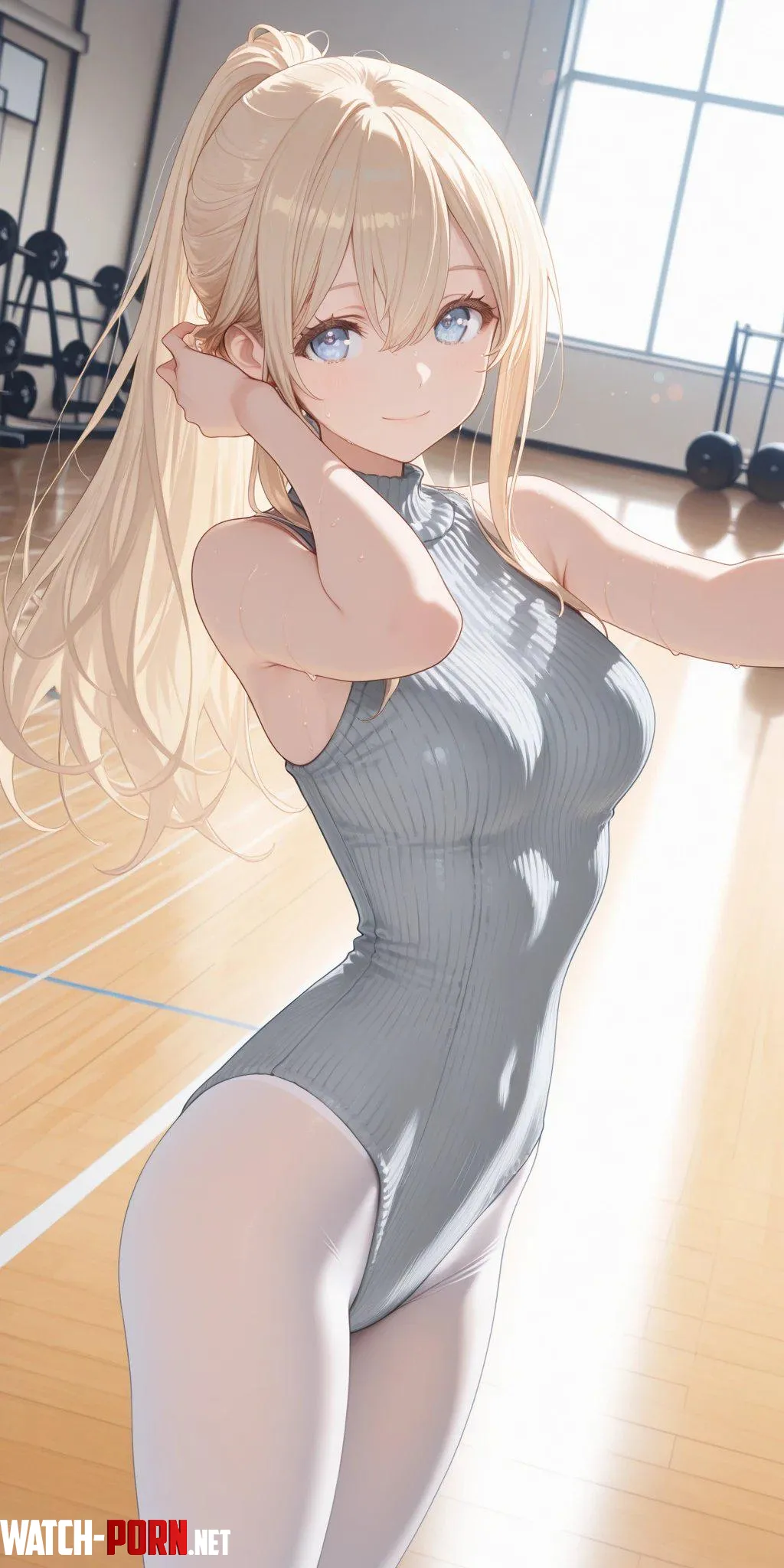 Grey Knit Leotard & White Tights by WoolsonDaSheep