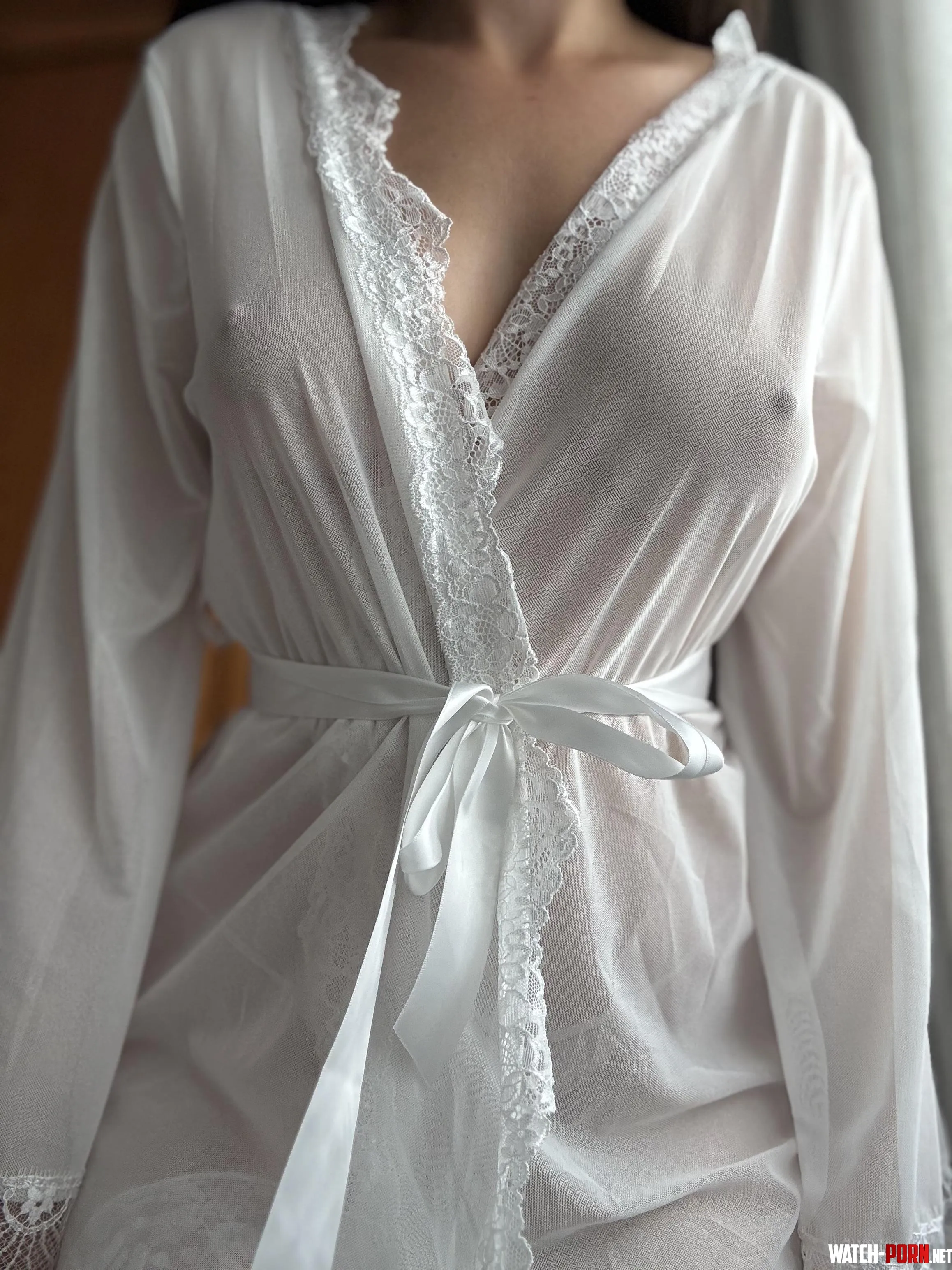 Poking through my new sheer robe by Marielle333