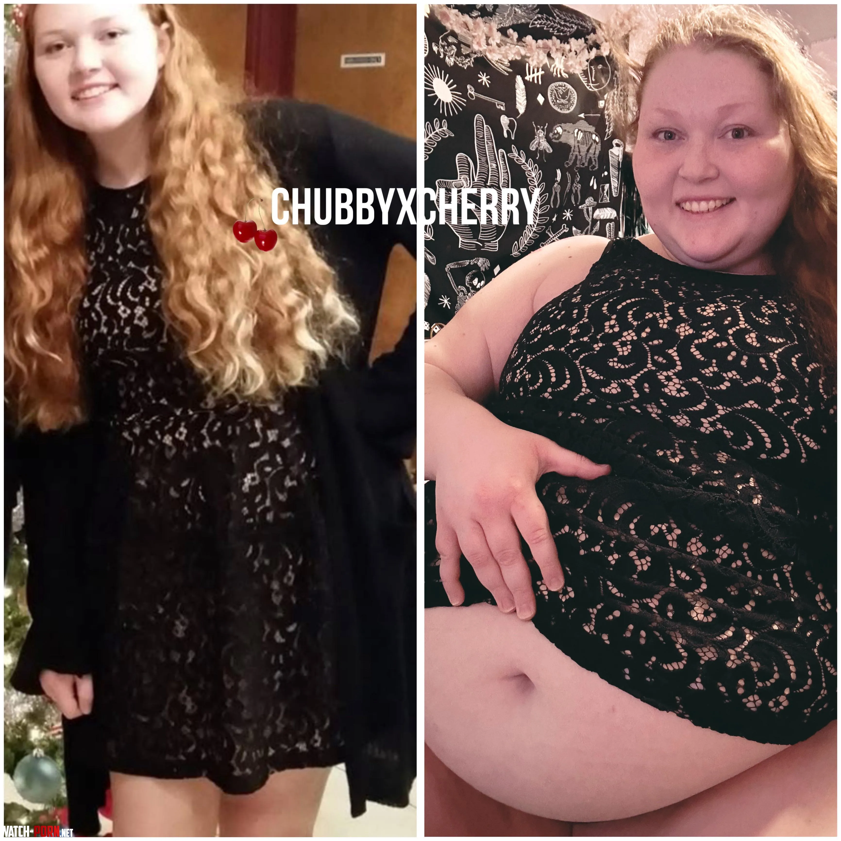 same dress 150+ lbs heavier 🍒🍒 by chubbyxcherry