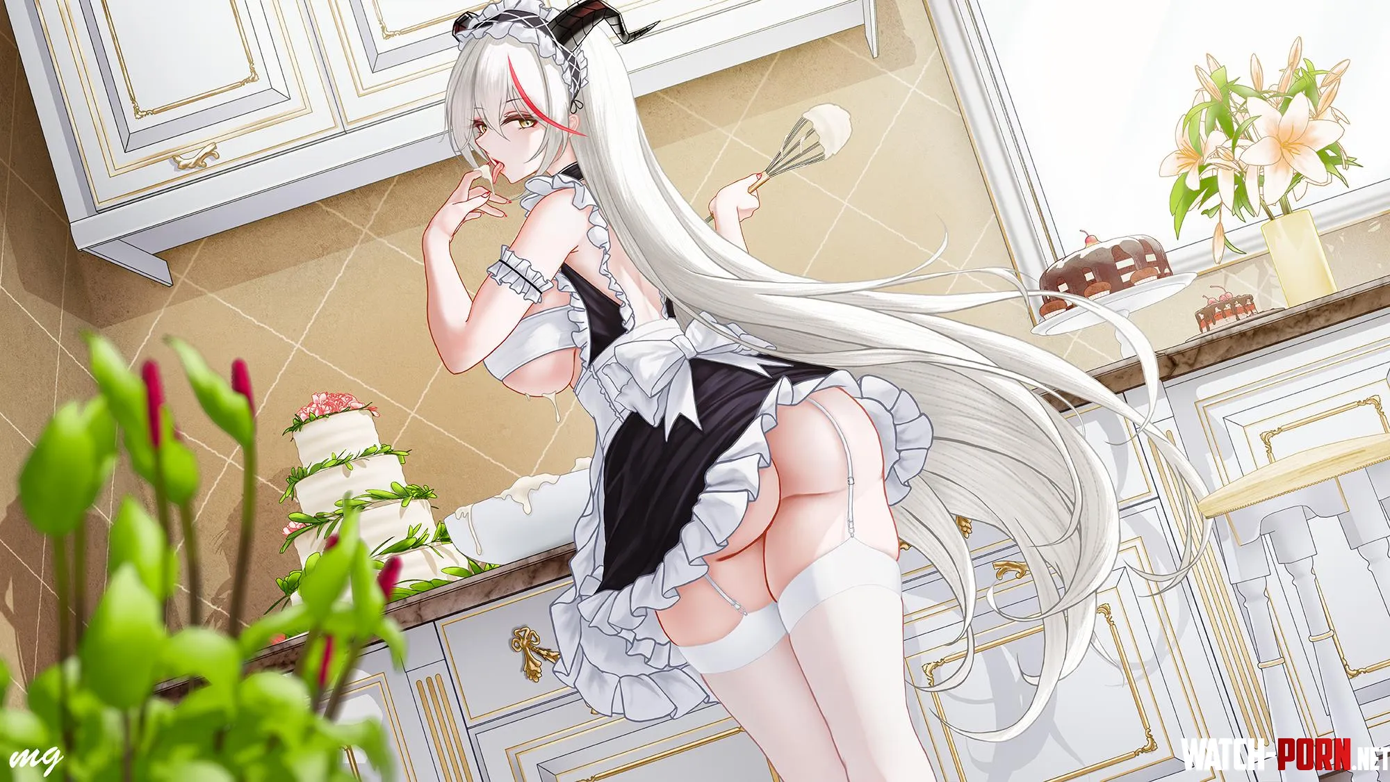 Ägir making cake for the celebration (MG蜜柑) [Azur Lane] by elegantloveglimmer
