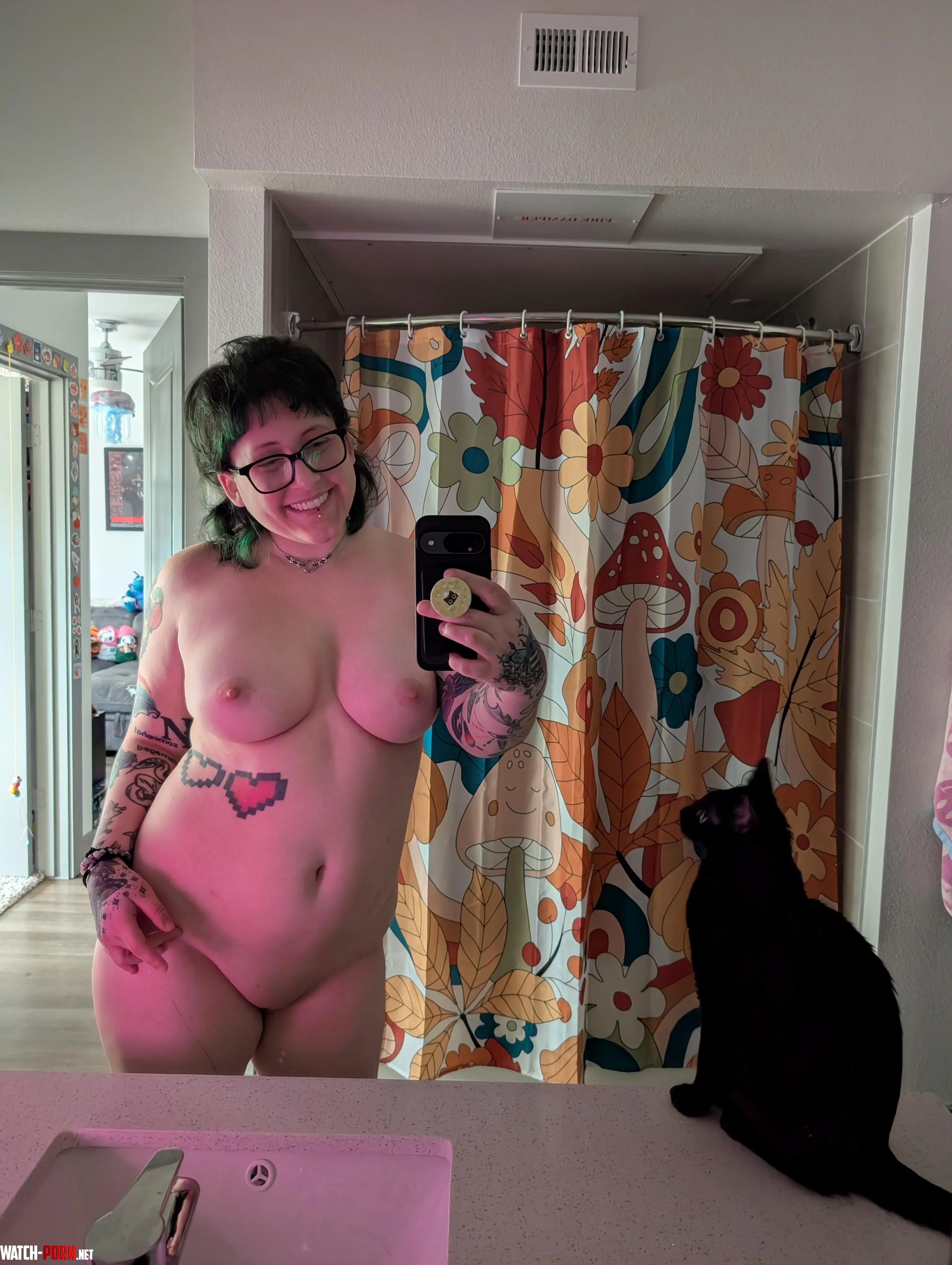 wanna come hang out? I have video games, Legos, a cute cat... oh, and I'm naked 24/7 [enby] by ala_mode666