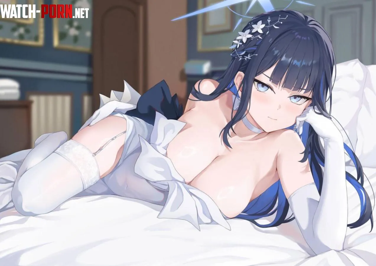 Saori laying in bed [Blue Archive] by Delonab