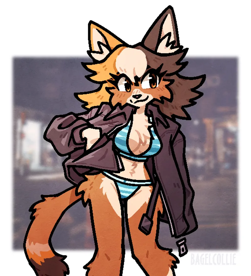 Thumbnail Furry Fun: Bikini + Hoodie Combo Art by @bagelcollie