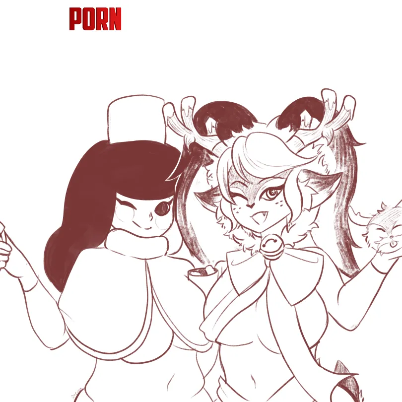 Hot Cocoa and Poppy for the Holidays (CoomerRacoon) by Decadance_Arts