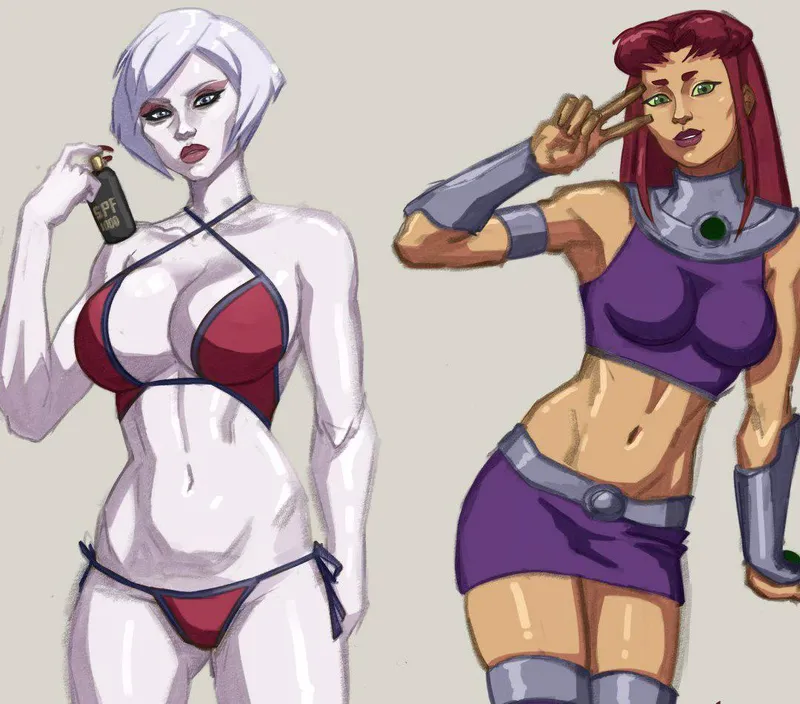 Thumbnail **CheekyHalowx Presents: Starfire & Elise Sketches | TeenTitansPorn**