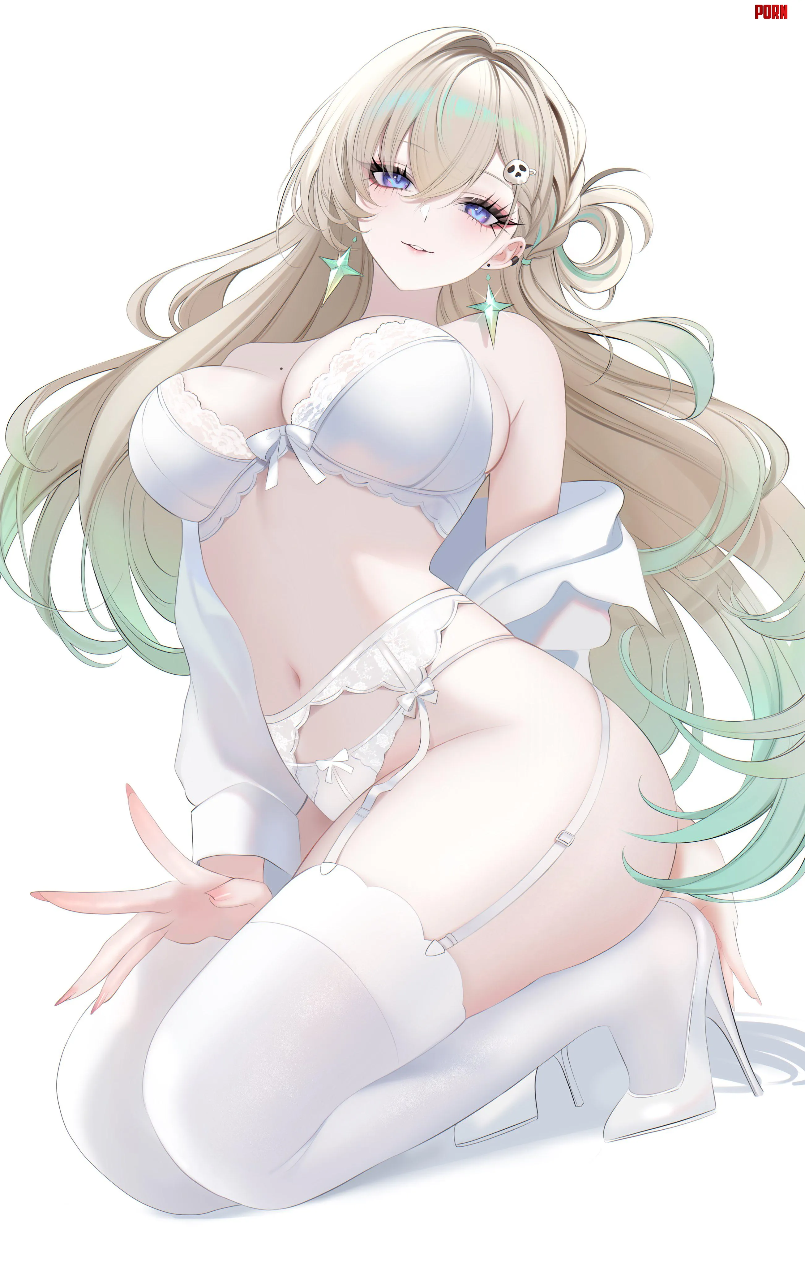 Lynae in white underwear and garter belt (Arisuwu) [Wuthering Waves] by elegantloveglimmer