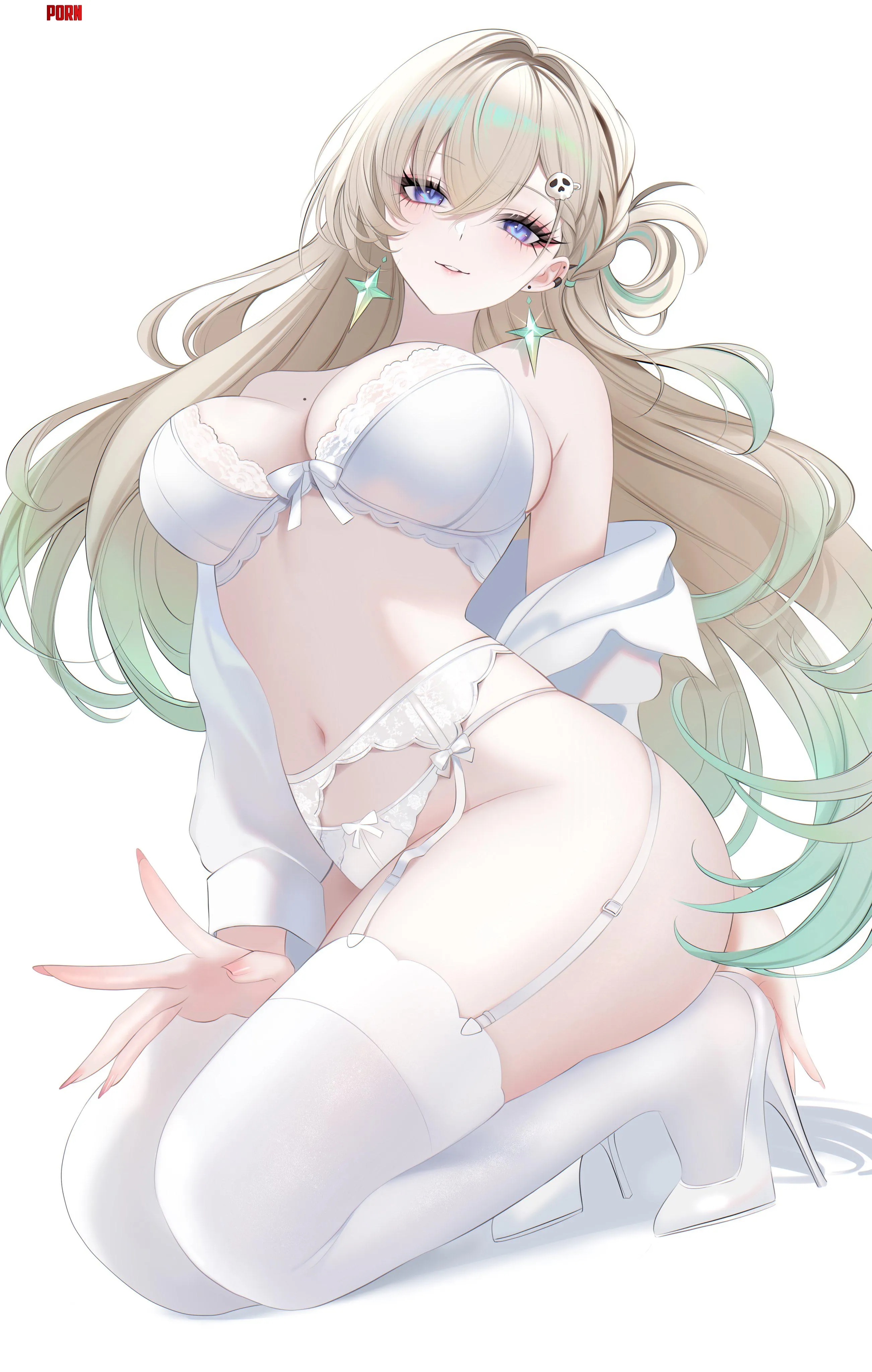 Lynae in white underwear and garter belt (Arisuwu) [Wuthering Waves] by elegantloveglimmer