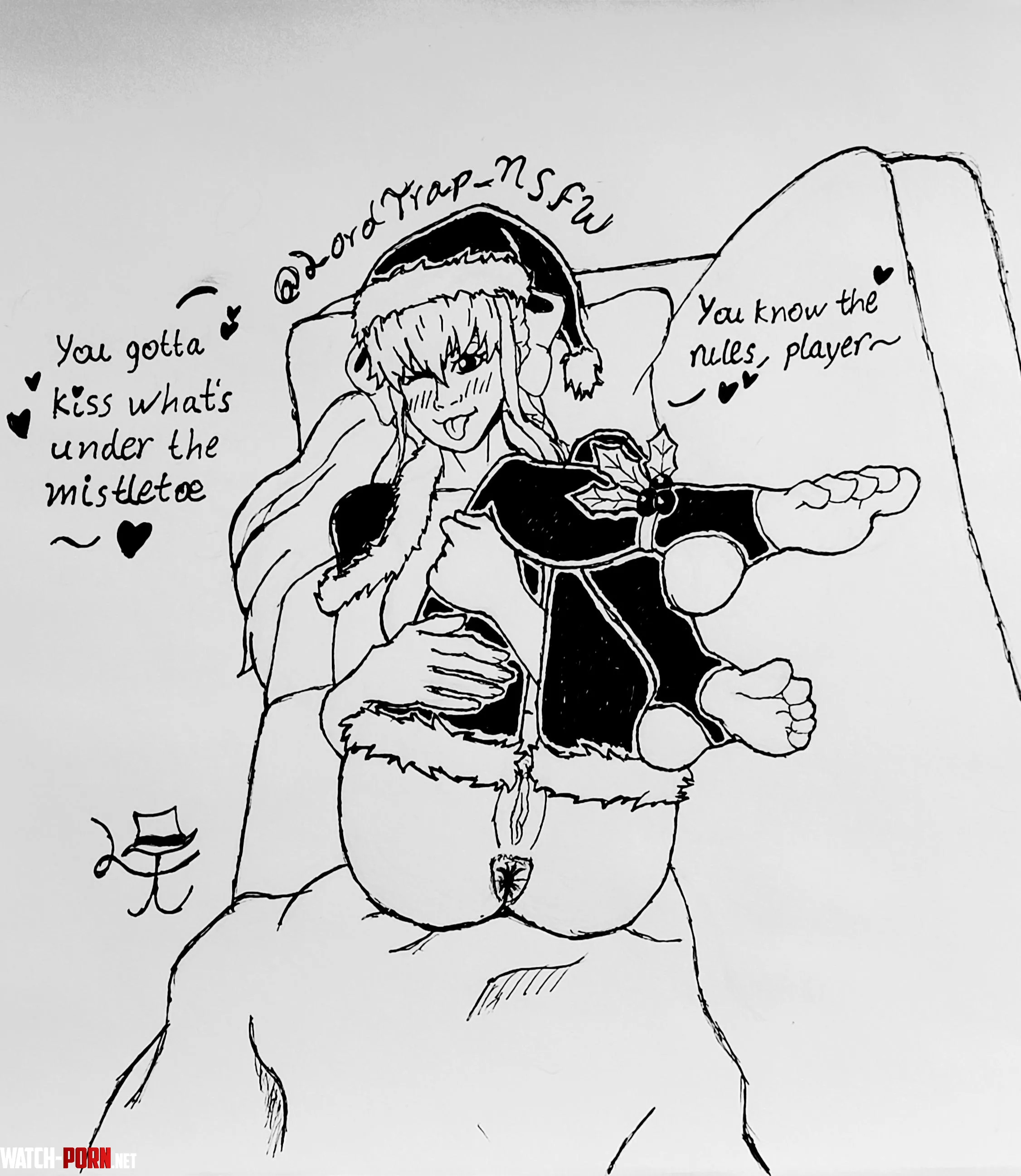 Monika wants to kiss you under the mistletoe ~ 💚🎄[Art by me: @LordTrap_NSFW] by LordTrap731