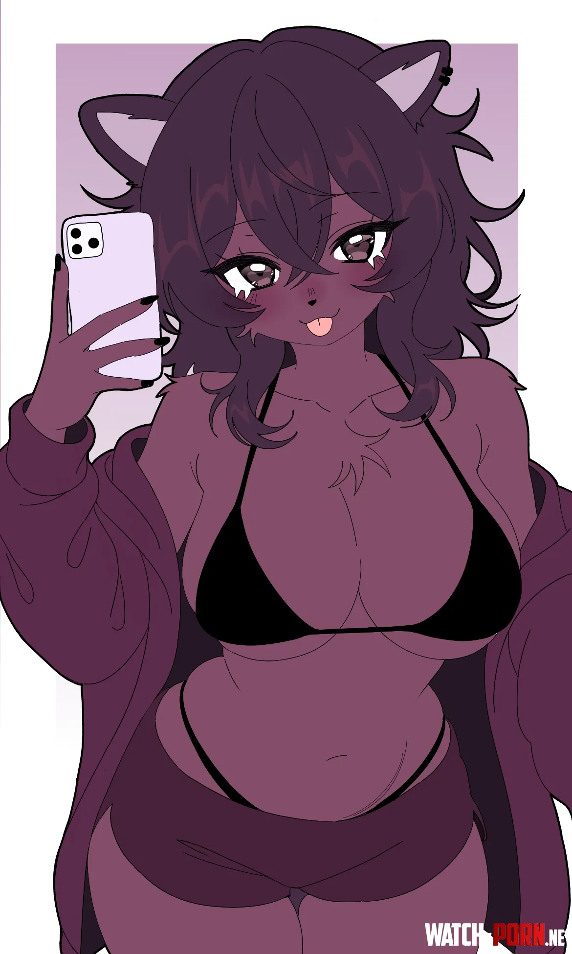 Mirror selfie (oc by demonikyu) art by me [Q] by ashforlosers