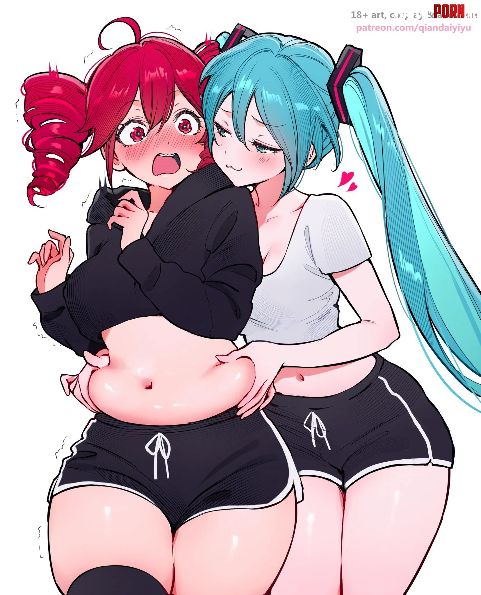 Miku Squishing Teto’s belly [Vocaloid] by Silent_Steak_9540