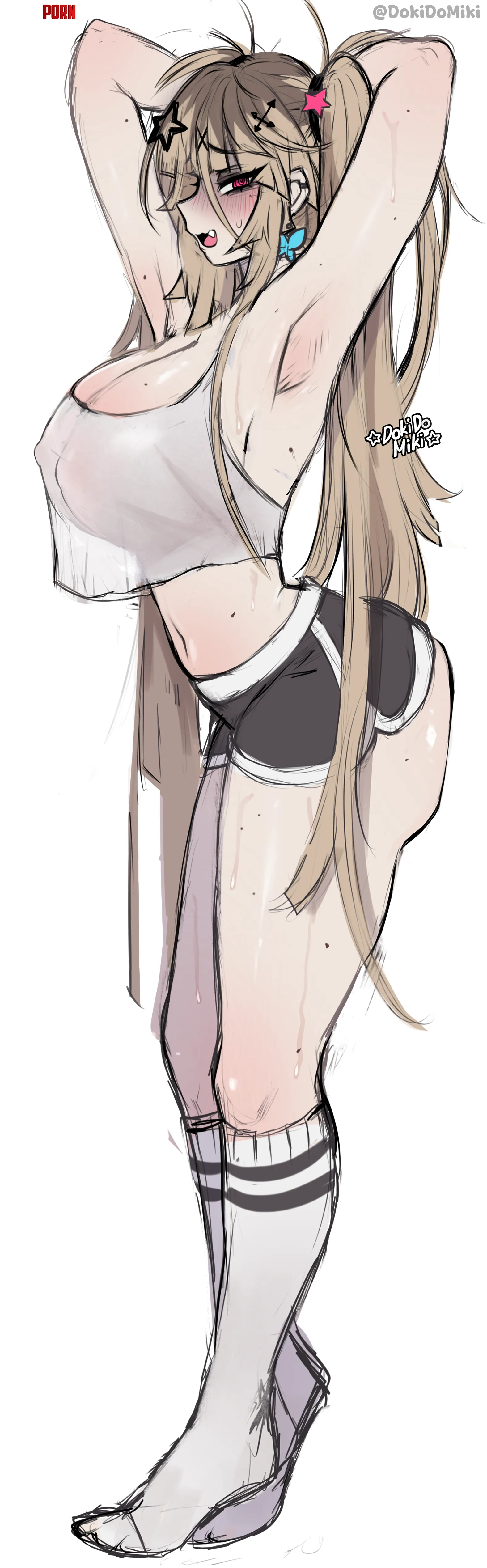 Miki stretching [Gyaru] (DokiDoMiki) by DokiDoMiki