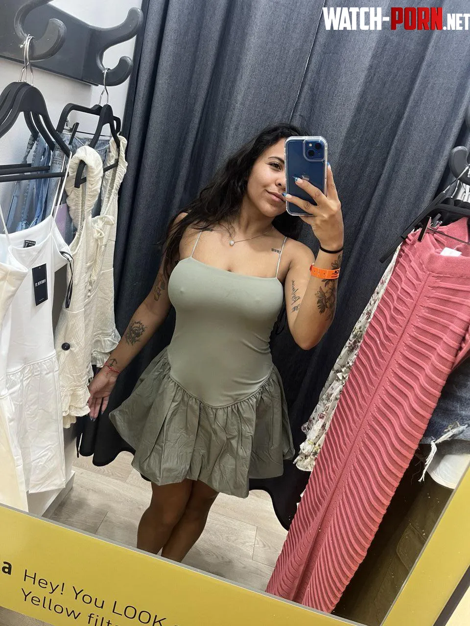 I was trying on clothes, I think the green one fits me well by Karolyn_sofi