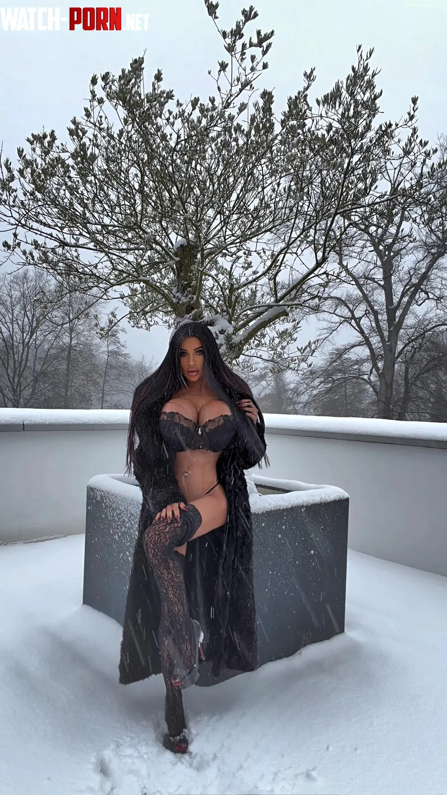 Snowy silence, dark lace, pure contrast by Selena_Black