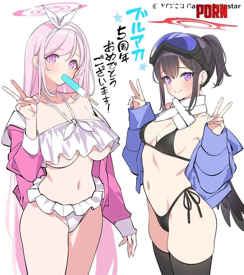 Eimi and Mashiro swapped Swimsuit (POPQN) [Blue Archive] by SorasakiHoshino