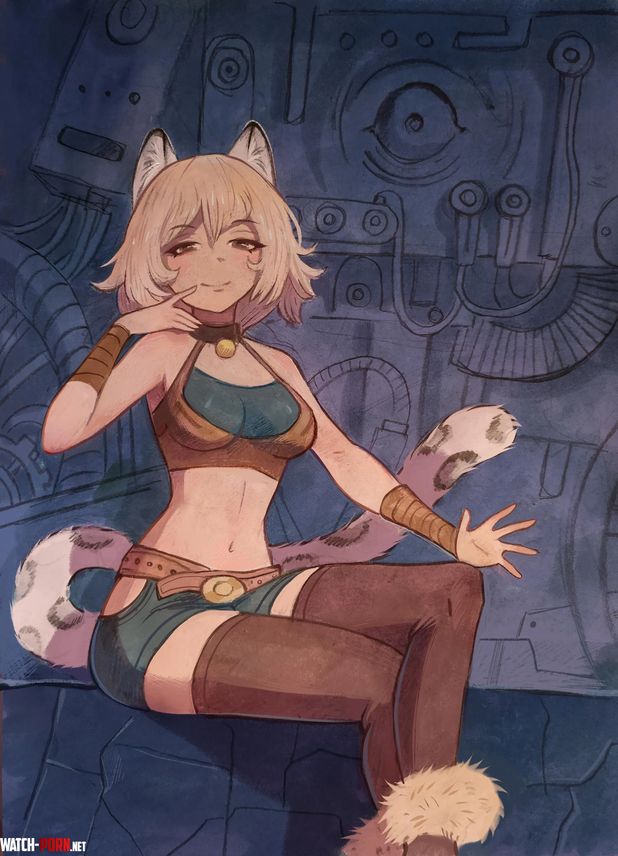 Catgirl smiles cutely by kujjaoo