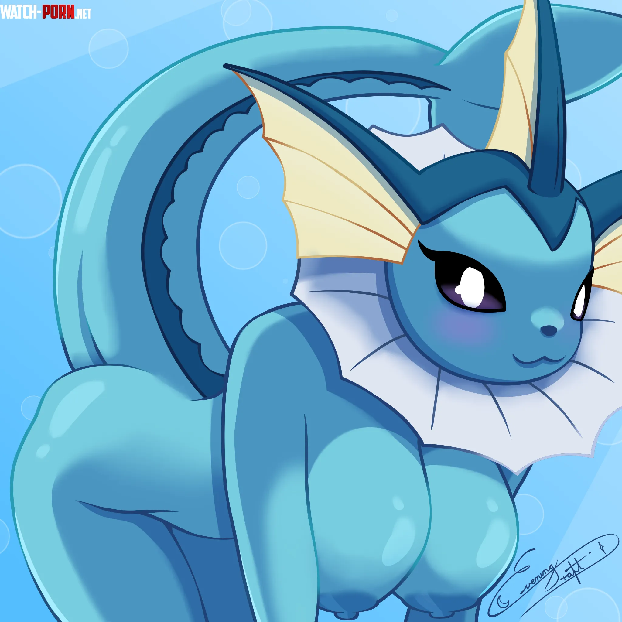Drawing every Pokemon (16/1025) - Vaporeon [OC] by EveningDraftArt