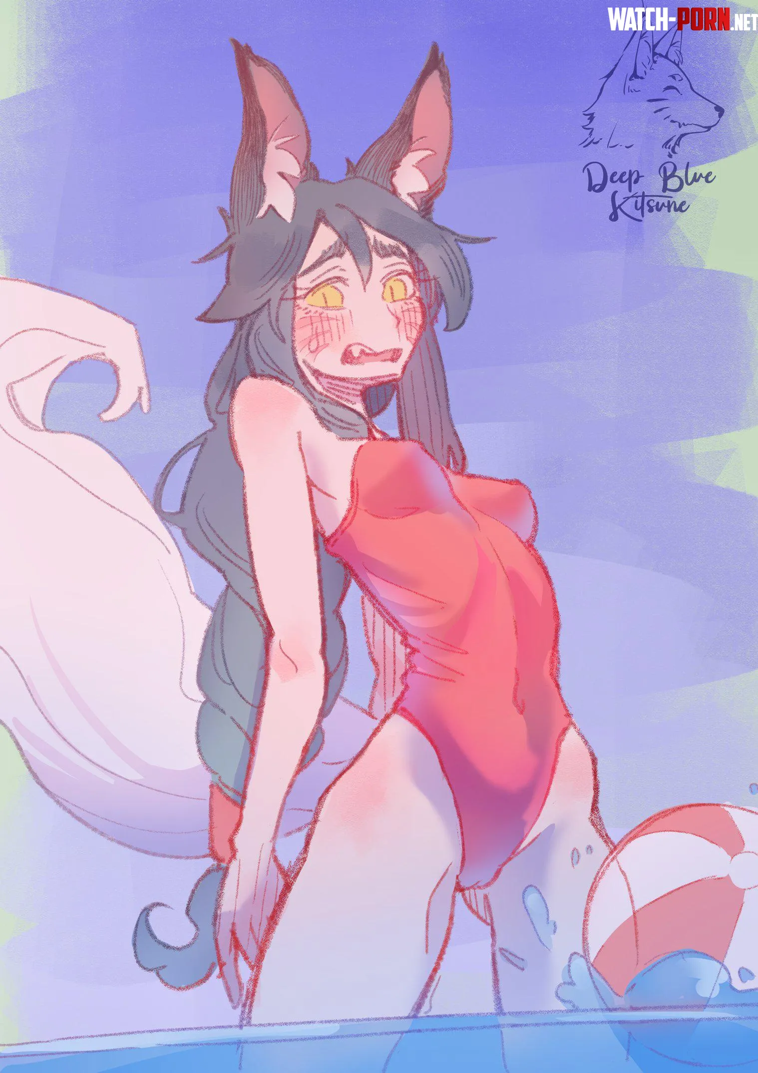 Swinsuit Ahri (DeepBlueKitsune) by Shallan-Davar-Lover