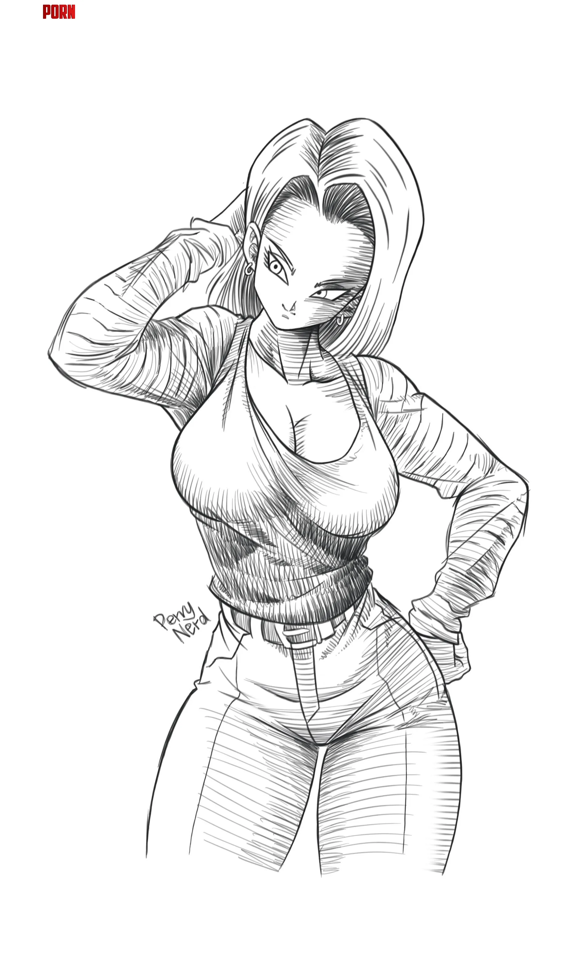 Android18 fanart redrawn in my style (Pervy_nerd) by Pervy-Nerd