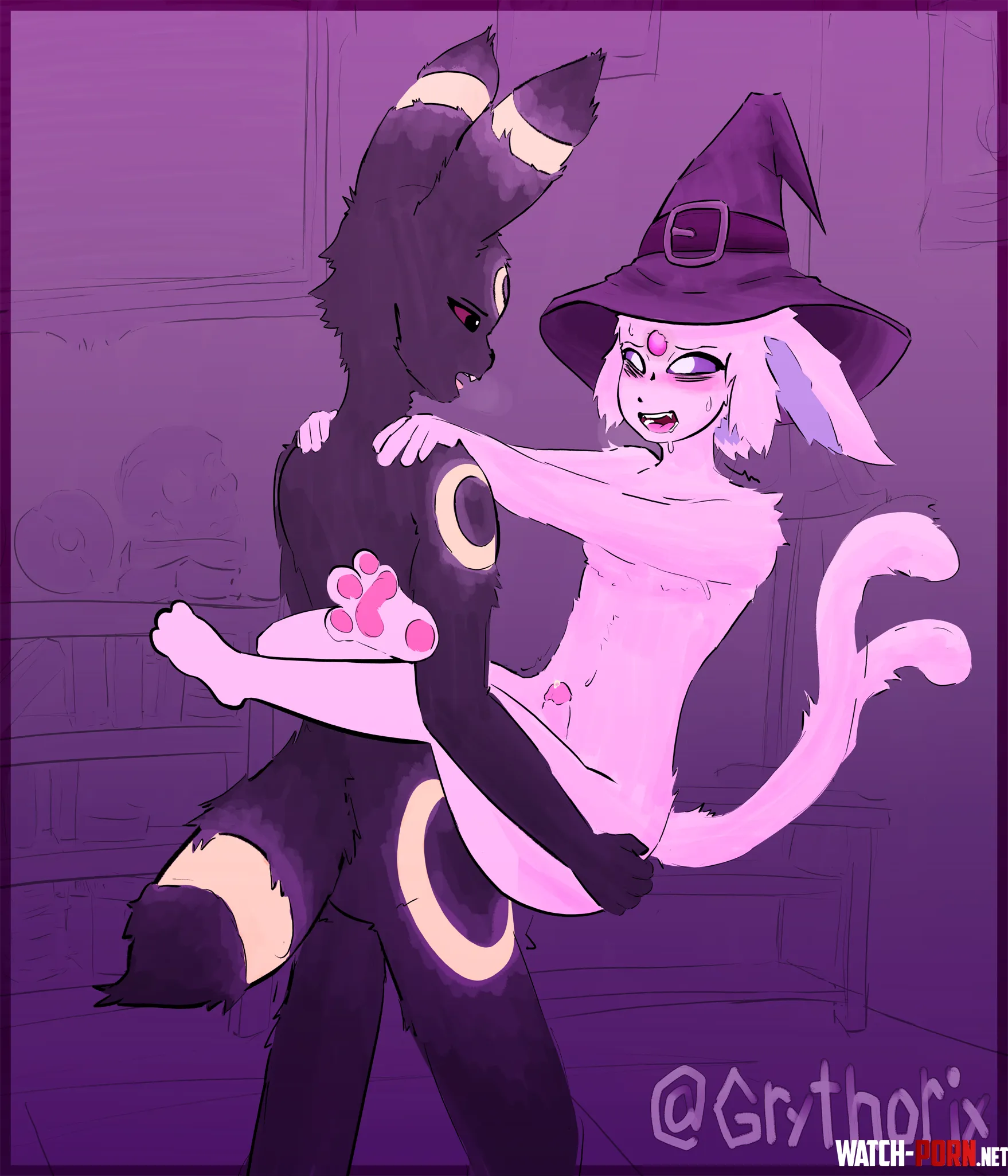 Espeon and Umbreon (Grythorix) by Grythorix