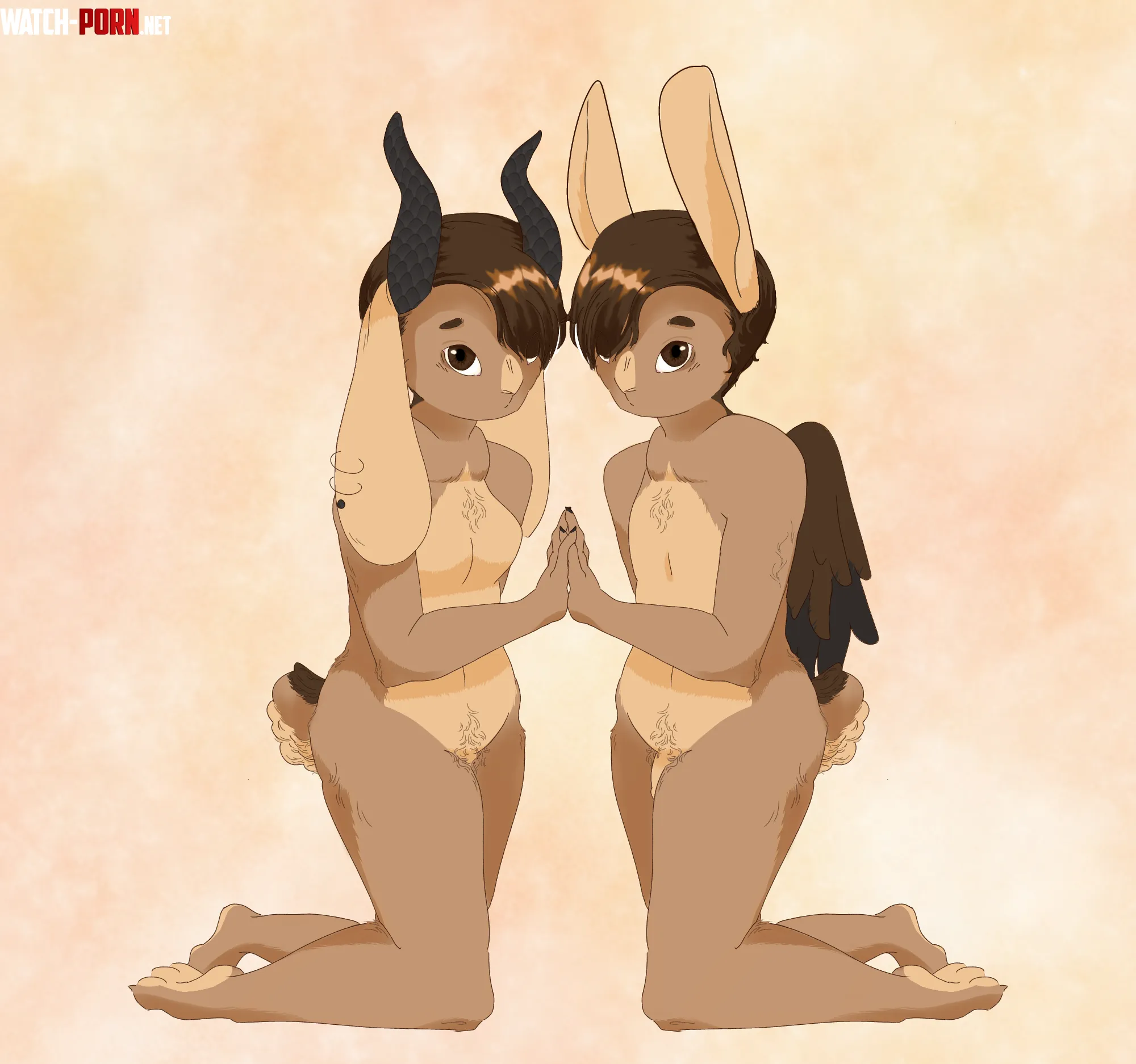 My bunny sona(s), Save and Load. (tagged for non sexual nudity) by coalcrossing
