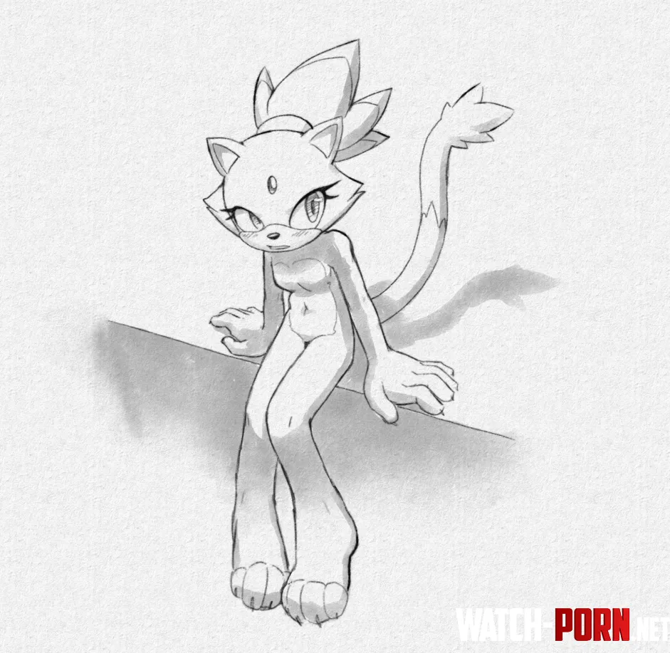 Blaze sitting nude (my own art) by GlaireDaggers