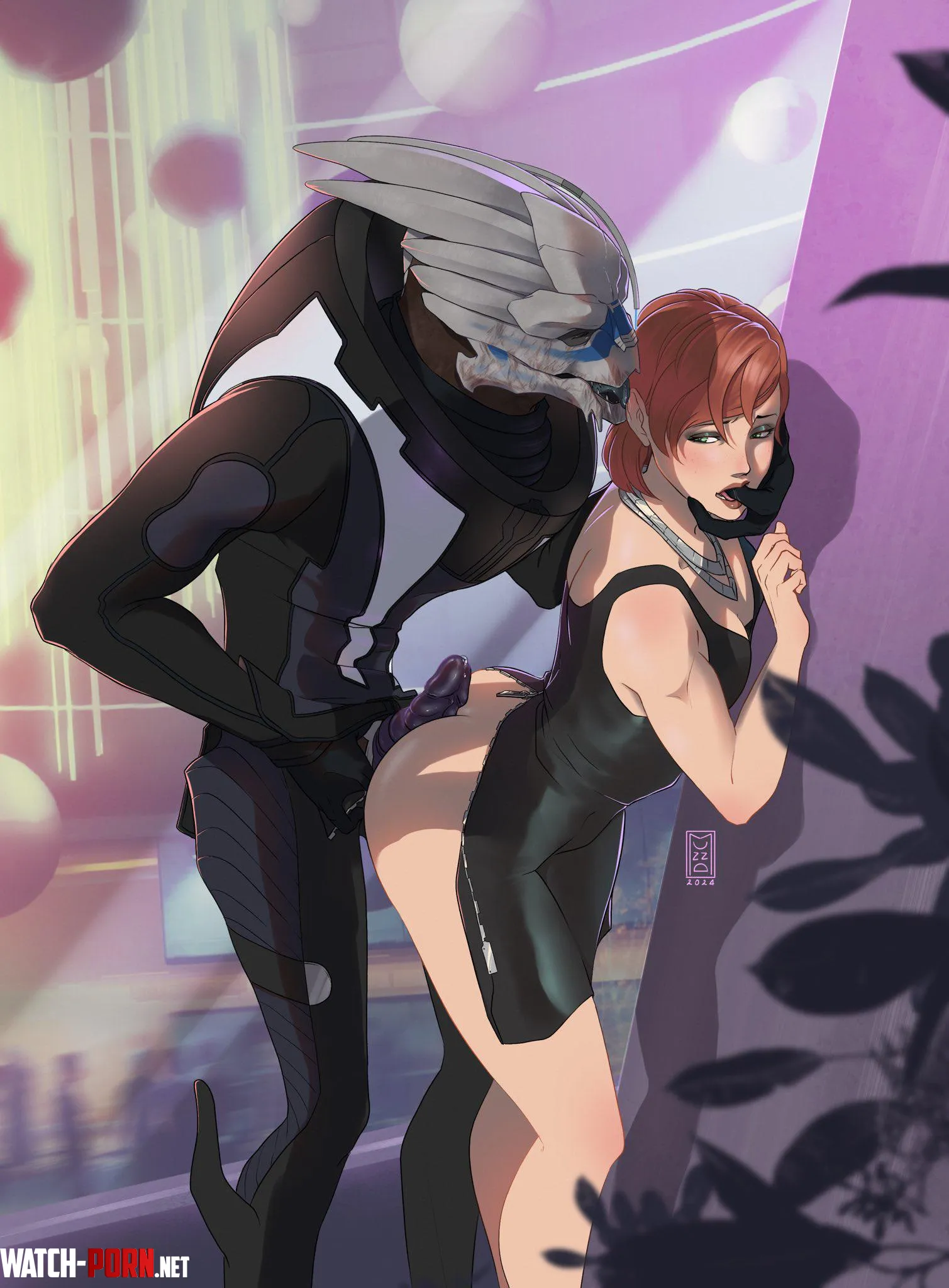 Garrus and Shepard engage in a different kind of tango at the club (Muzza) by DragonXathias