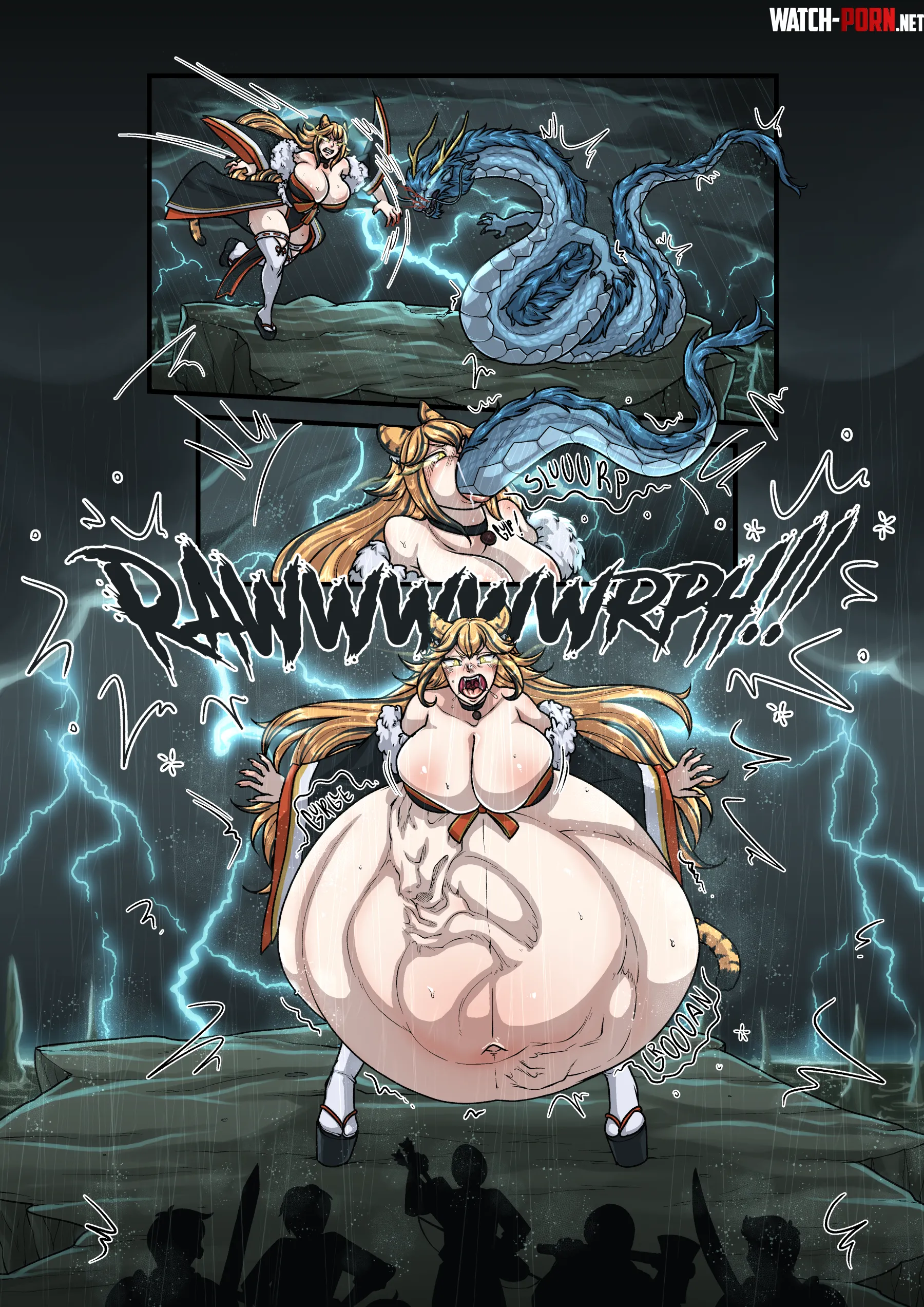 {Image} Stretching Tigress, Eaten Dragon (Female Pred, Dragon Prey, Oral Vore, Same Size | ecchipandaa) by DoubleIFunUser