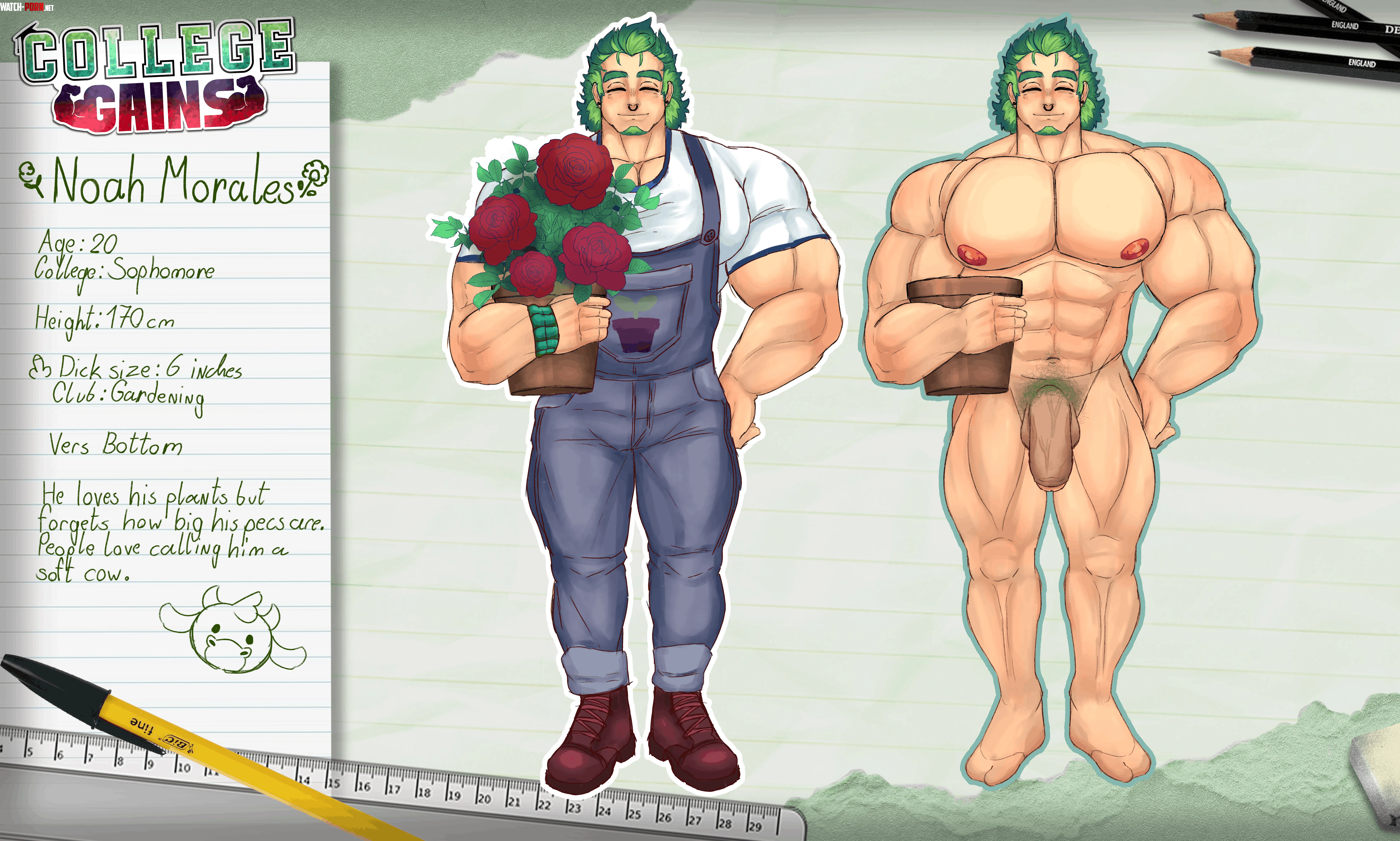 Cock/Muscle growth Visual Novel Lover Himbo (updated design) by Plush_Antlers