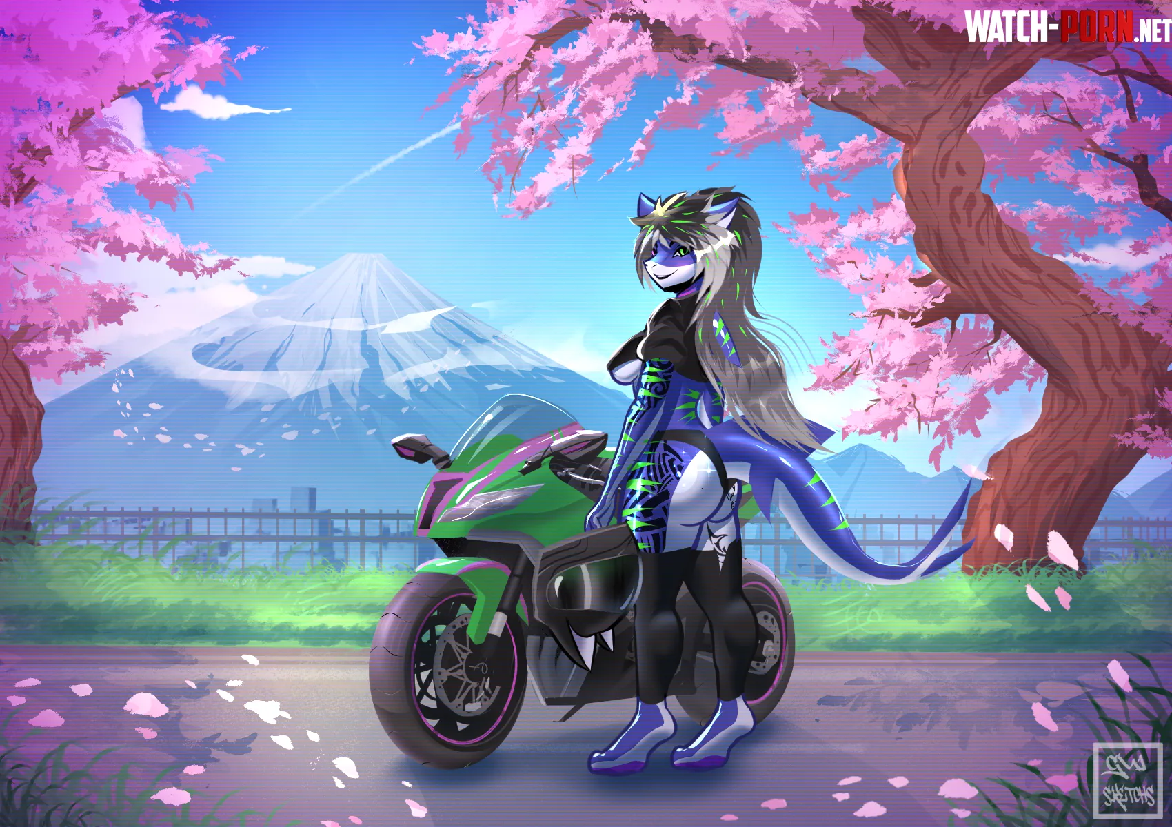 🐾Sam is definitely enjoying the vacation going around with her bike ! 🏍️ (Illustration By Me Gui_Sketchs) [Q] by gui_sketchs